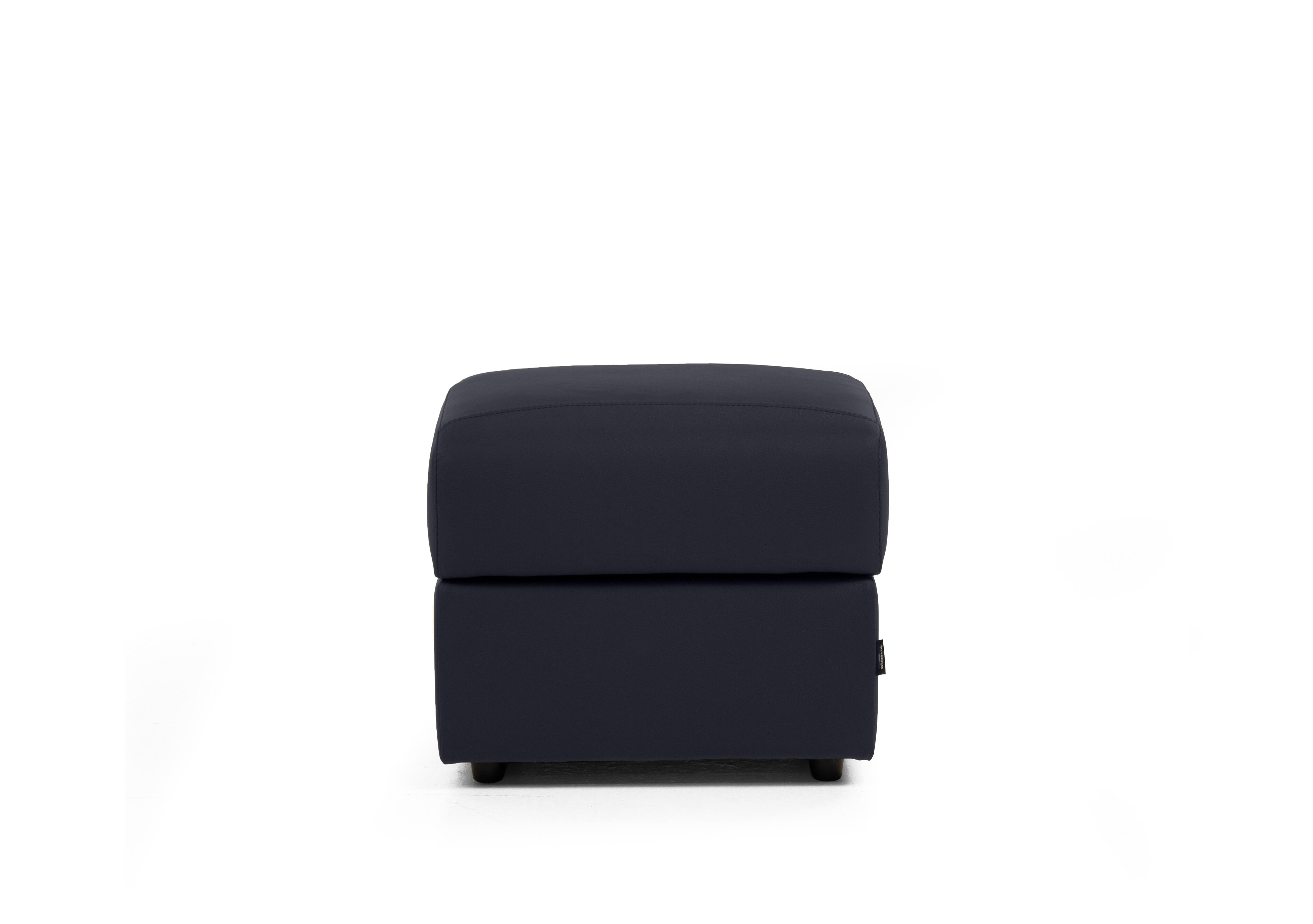Canto Square Leather Storage Footstool in Torello Blu 81 on Furniture Village