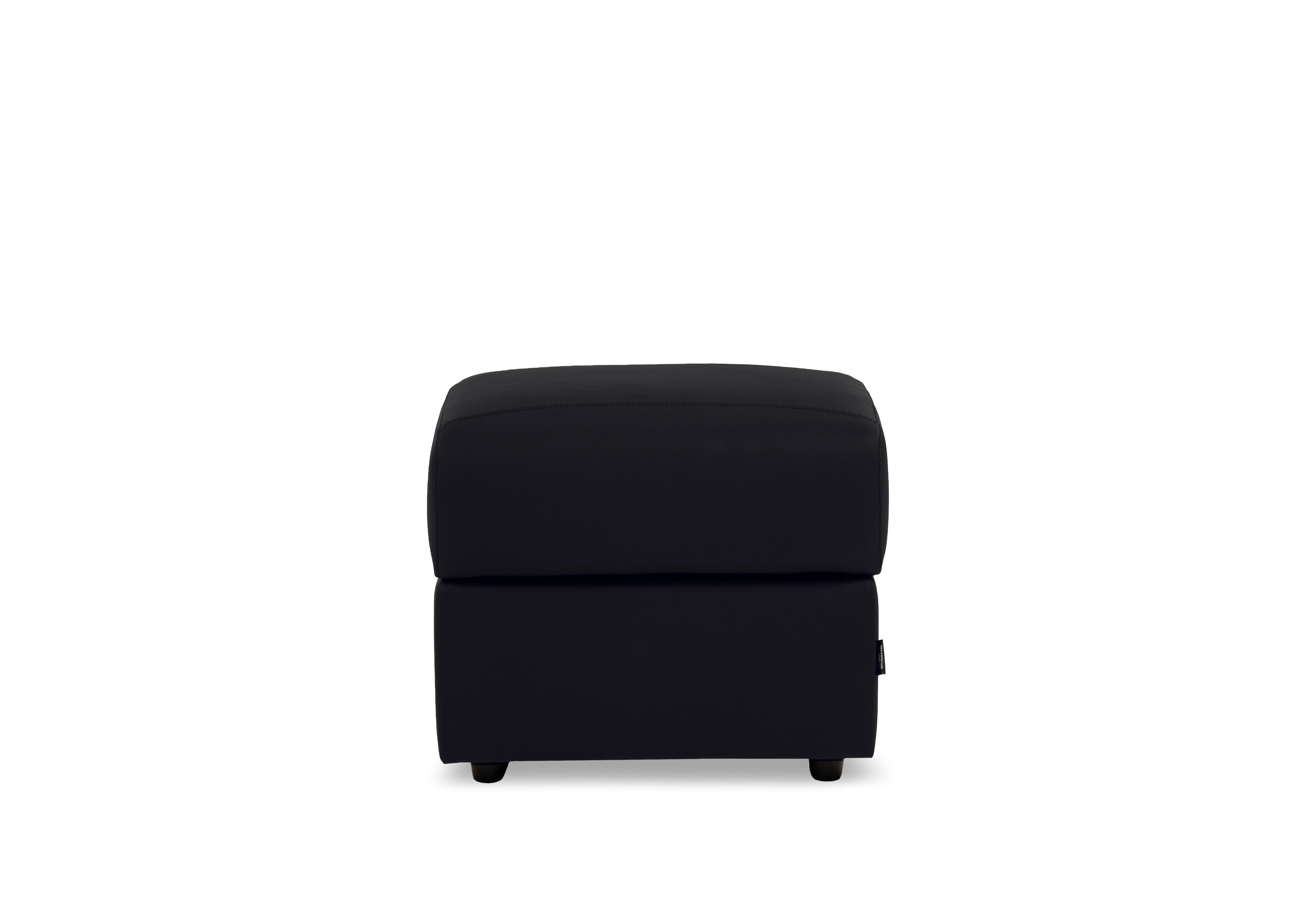 Canto Square Leather Storage Footstool in Torello Nero 71 on Furniture Village