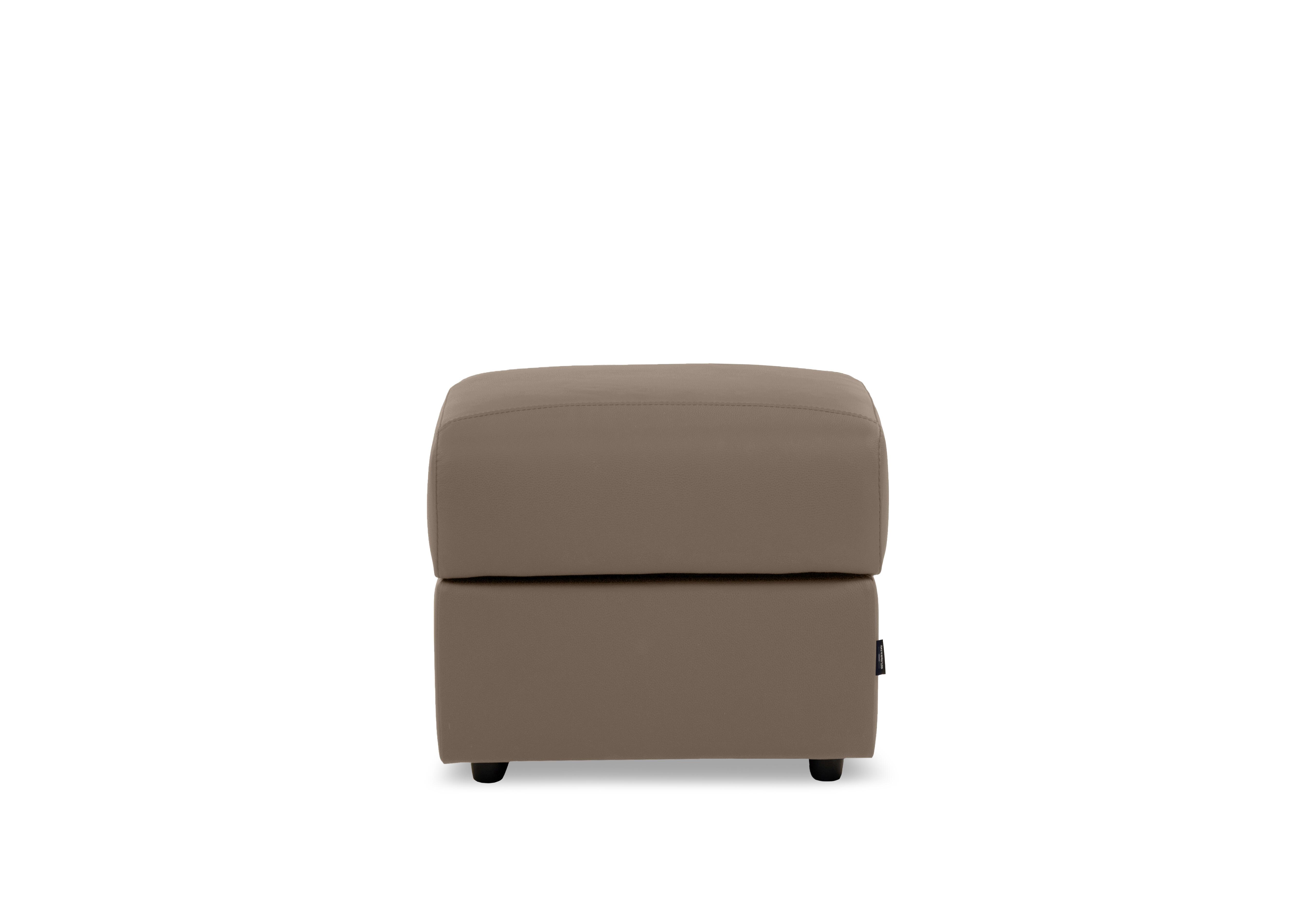 Canto Square Leather Storage Footstool in Torello Taupe 312 on Furniture Village