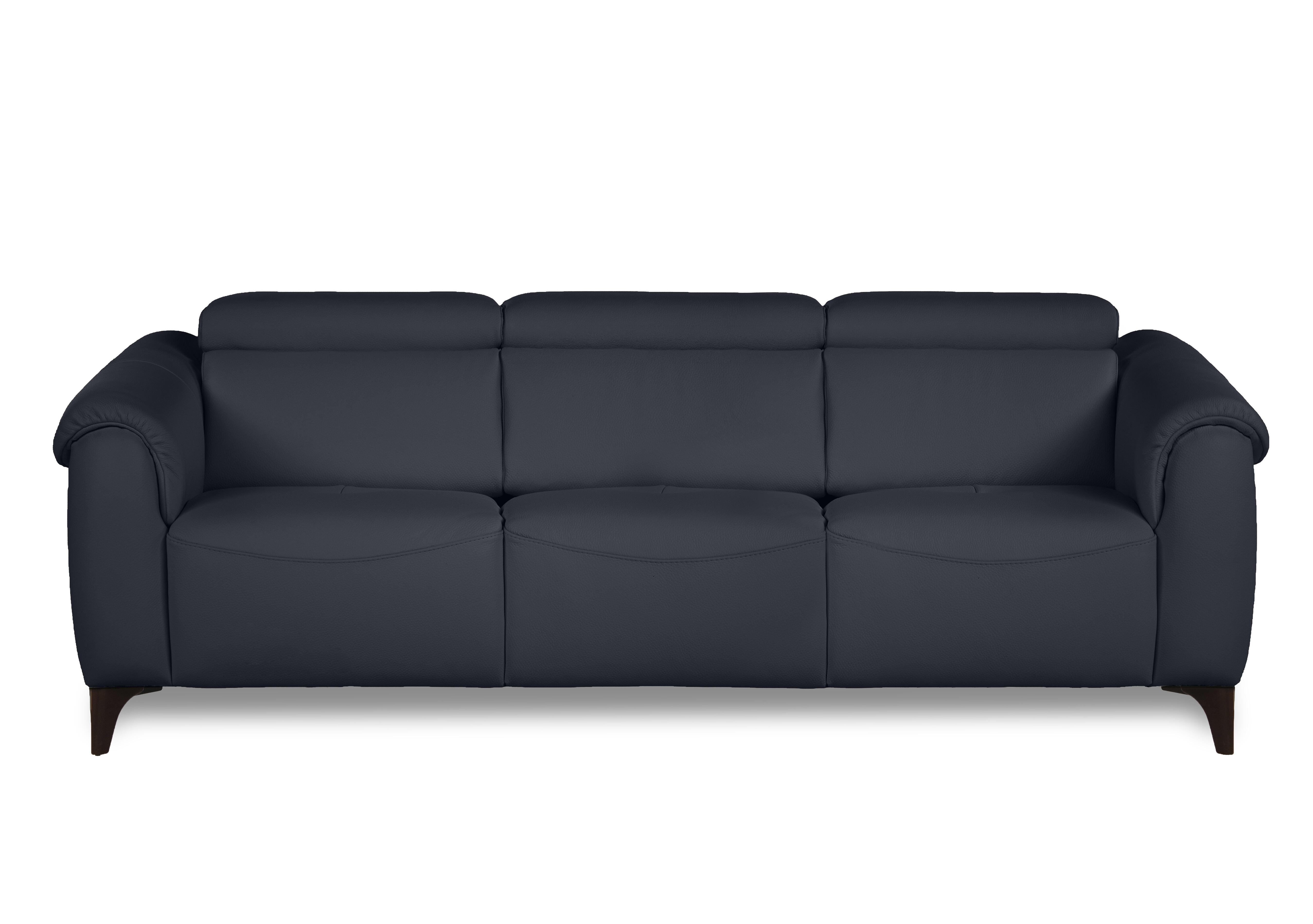 Nicole 3 Seater 3 Cushion Leather Sofa in Botero Navy 2172 Rw on Furniture Village