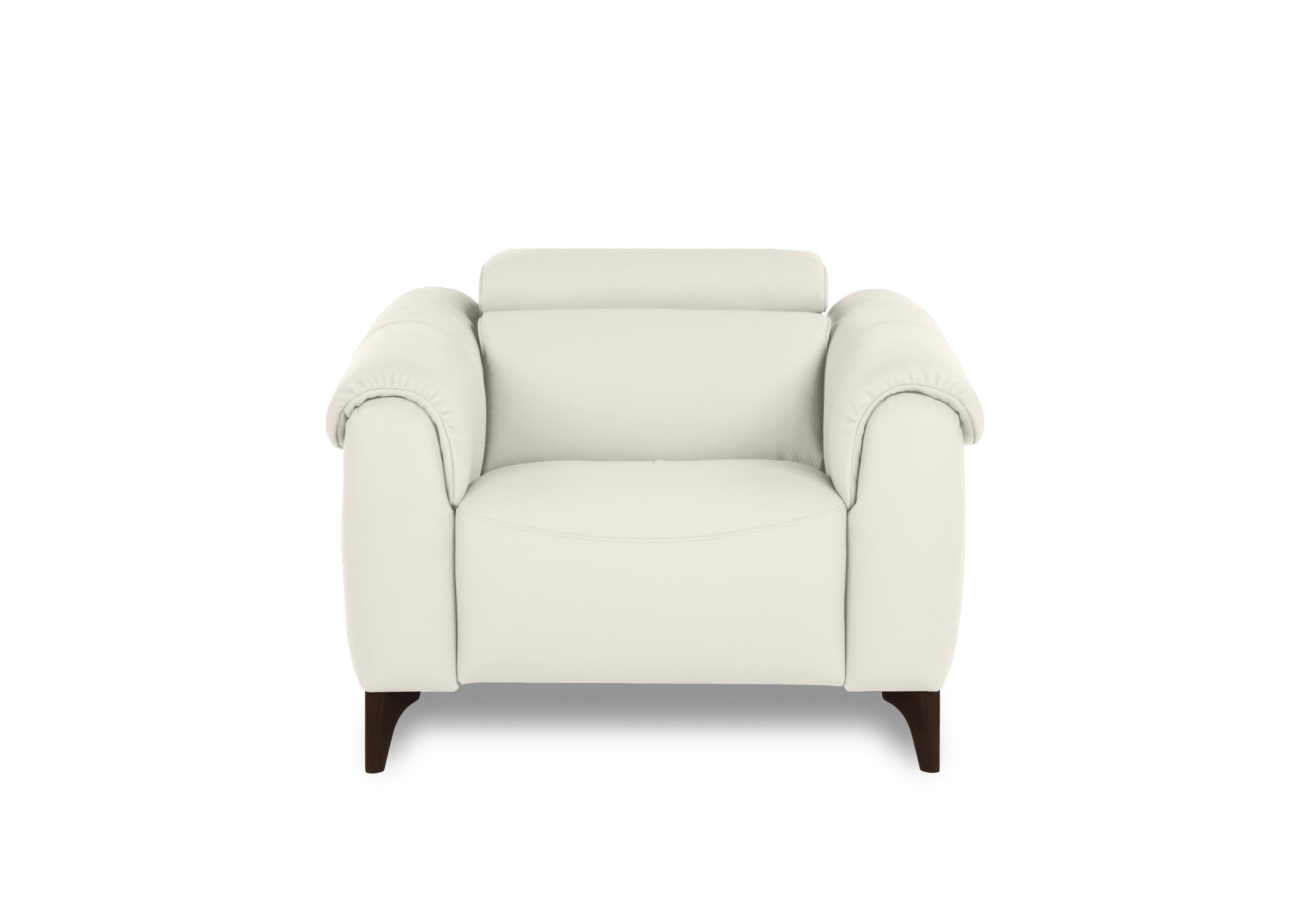 Nicole Leather Armchair in Torello Bianco Puro 370 Rw on Furniture Village