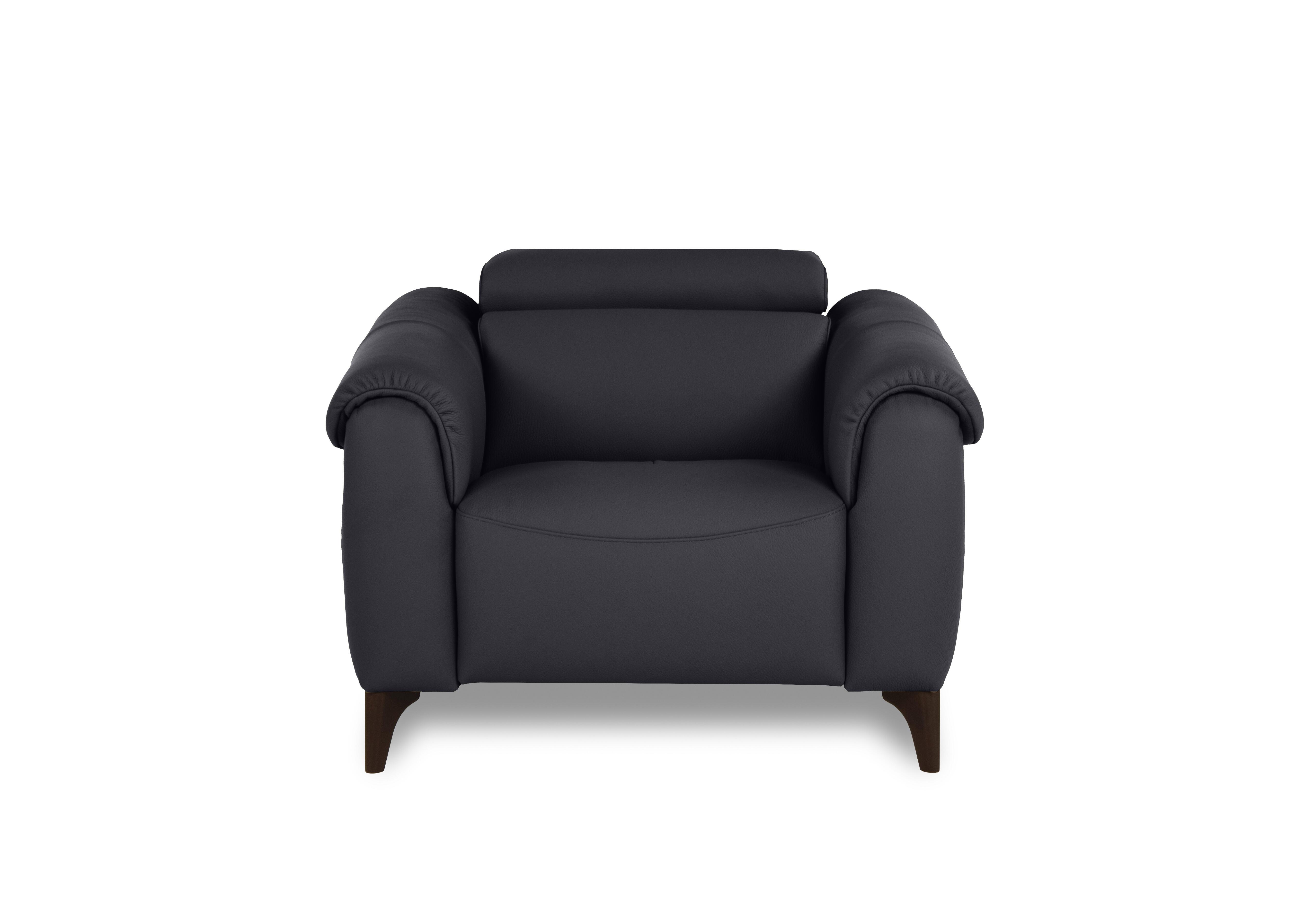 Nicole Leather Power Recliner Armchair with Power Headrest and Power Lumbar in Torello Blu 81 Rw on Furniture Village