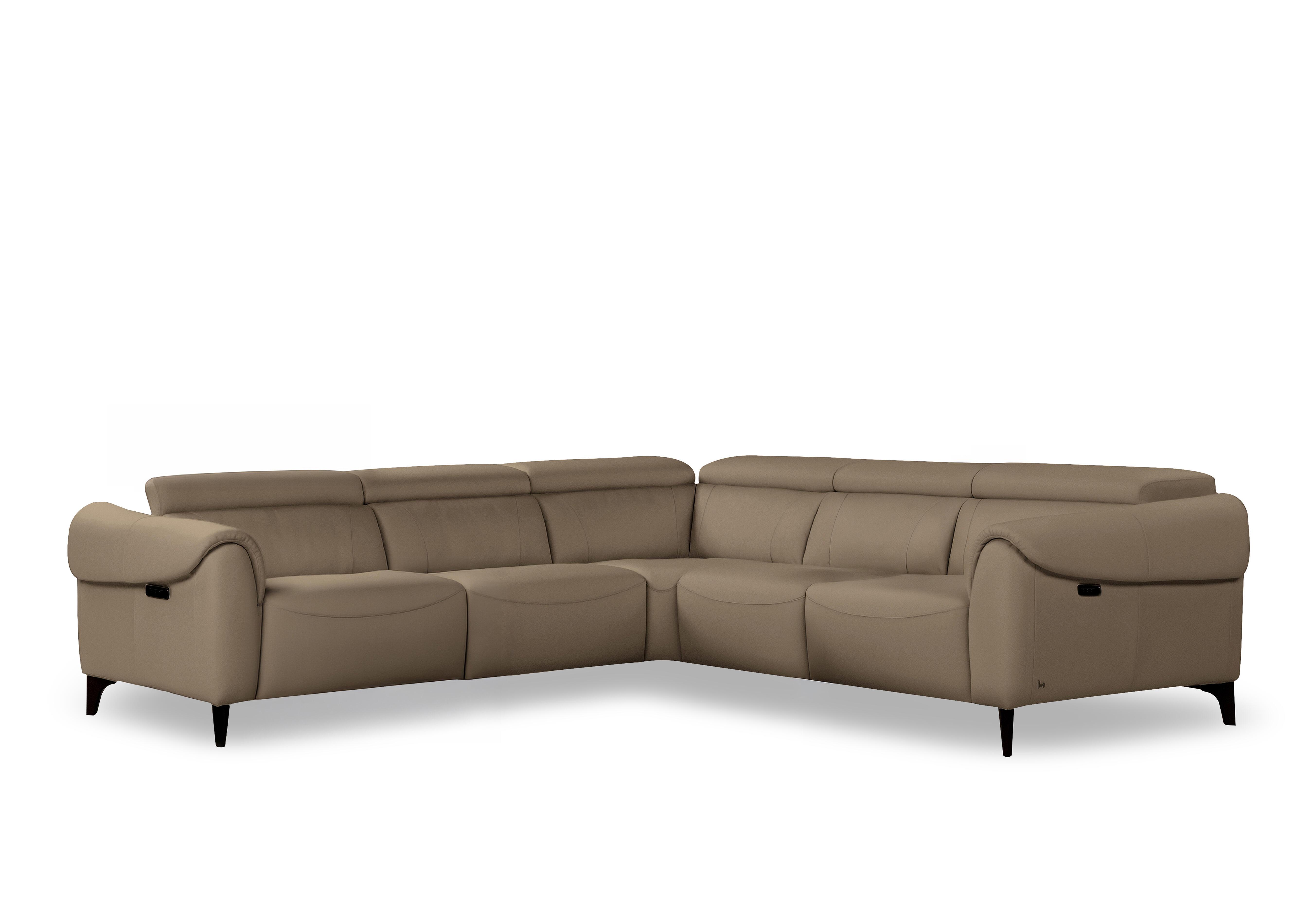 Nicole Large Leather Power Recliner Corner Sofa with Power Headrests and Power Lumbar in Mars Taupe 1603 Rw on Furniture Village