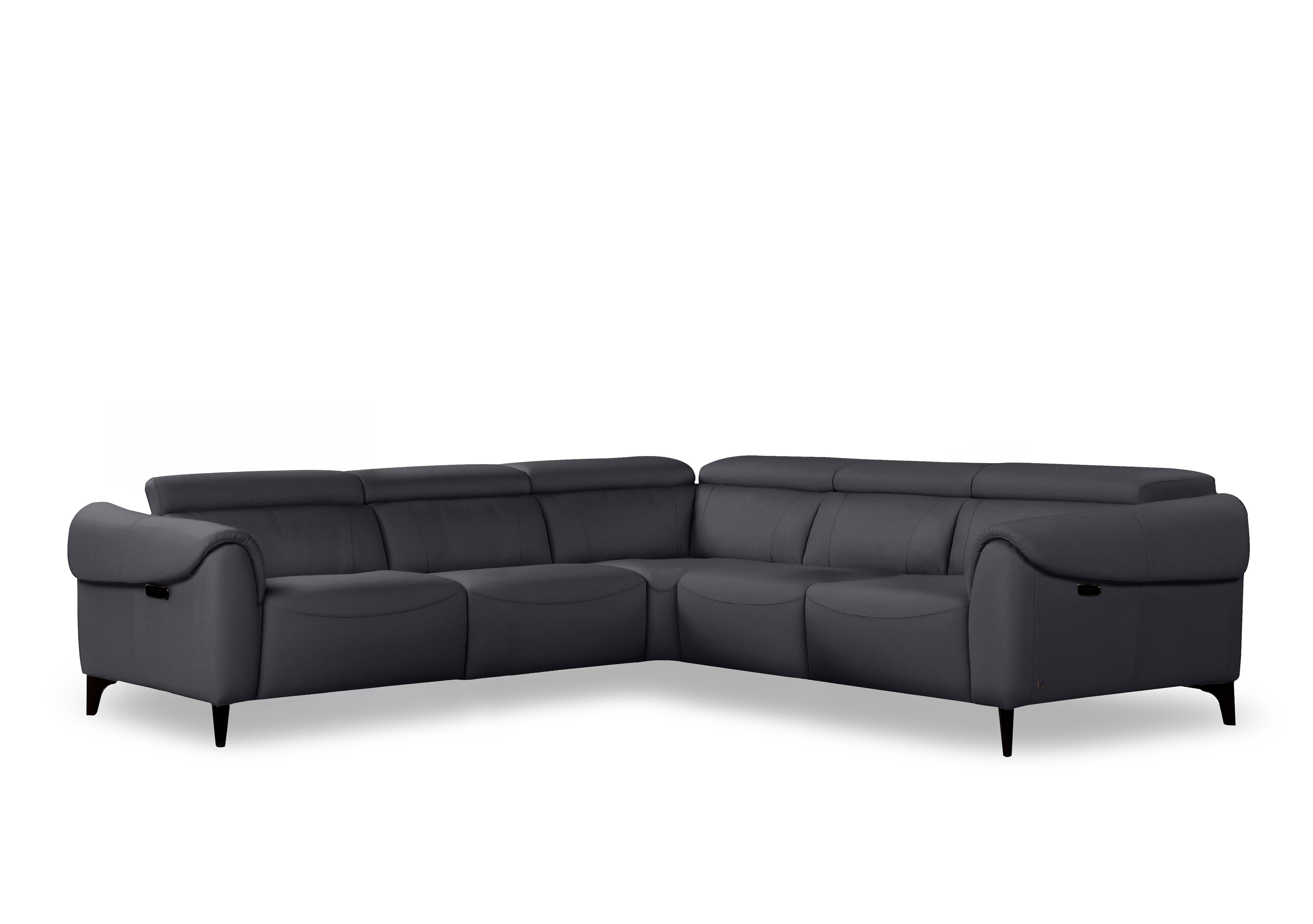 Nicole Large Leather Power Recliner Corner Sofa with Power Headrests and Power Lumbar in Torello Blu 81 Rw on Furniture Village