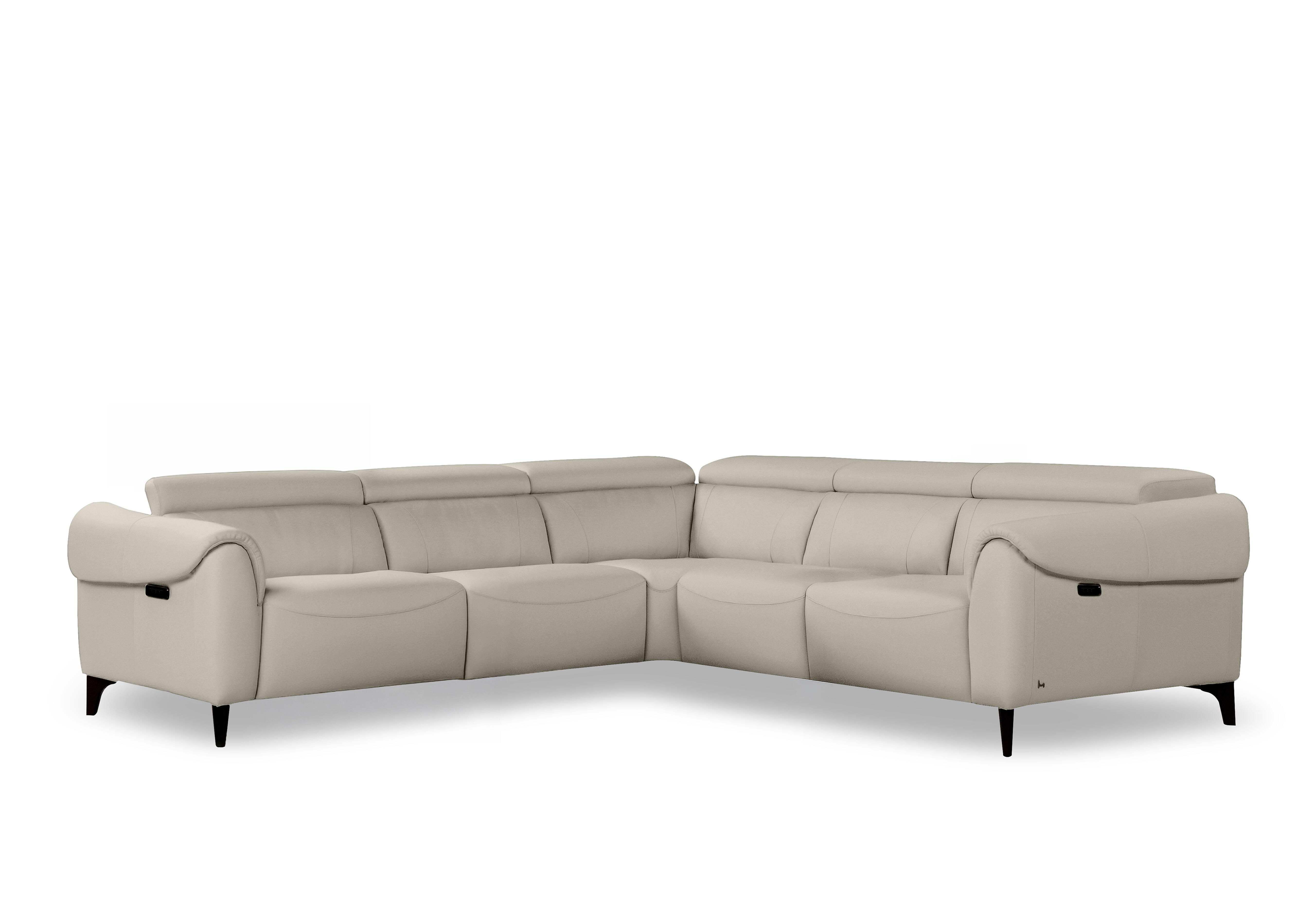 Nicole Large Leather Power Recliner Corner Sofa with Power Headrests and Power Lumbar in Torello Ice 371 Rw on Furniture Village