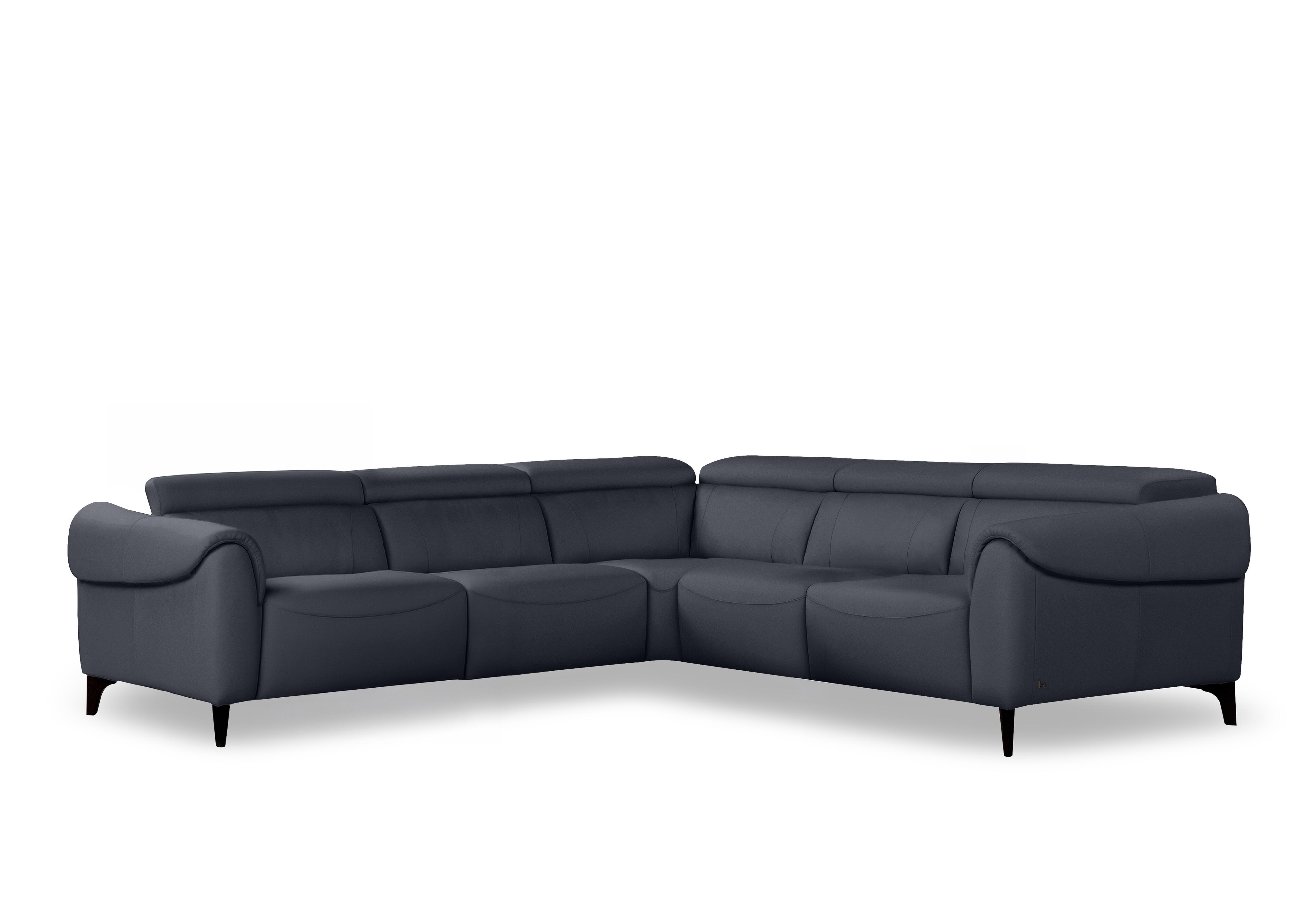 Nicole Large Leather Corner Sofa in Botero Navy 2172 Rw on Furniture Village