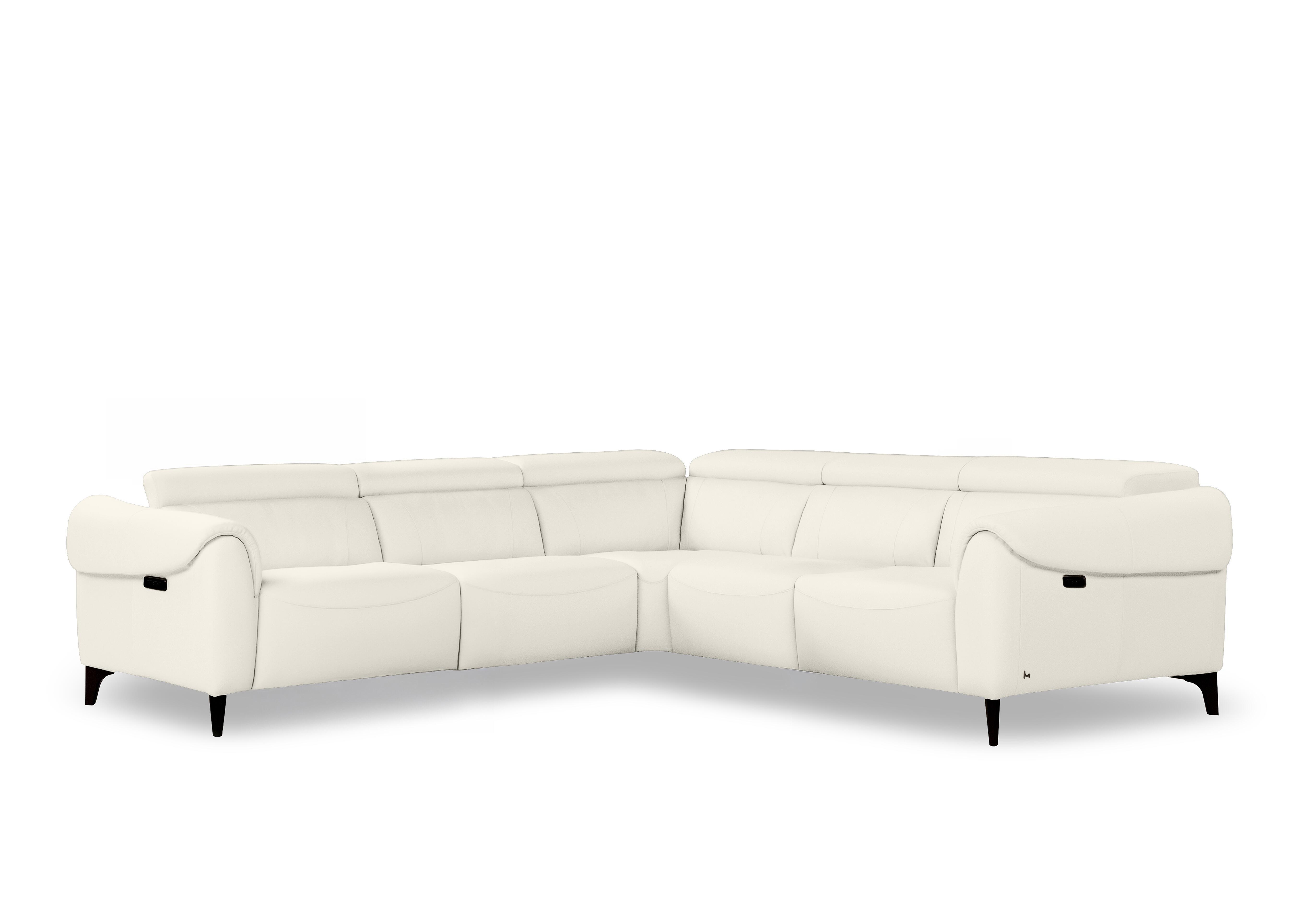 Nicole Large Leather Corner Sofa in Torello Bianco Puro 370 Rw on Furniture Village