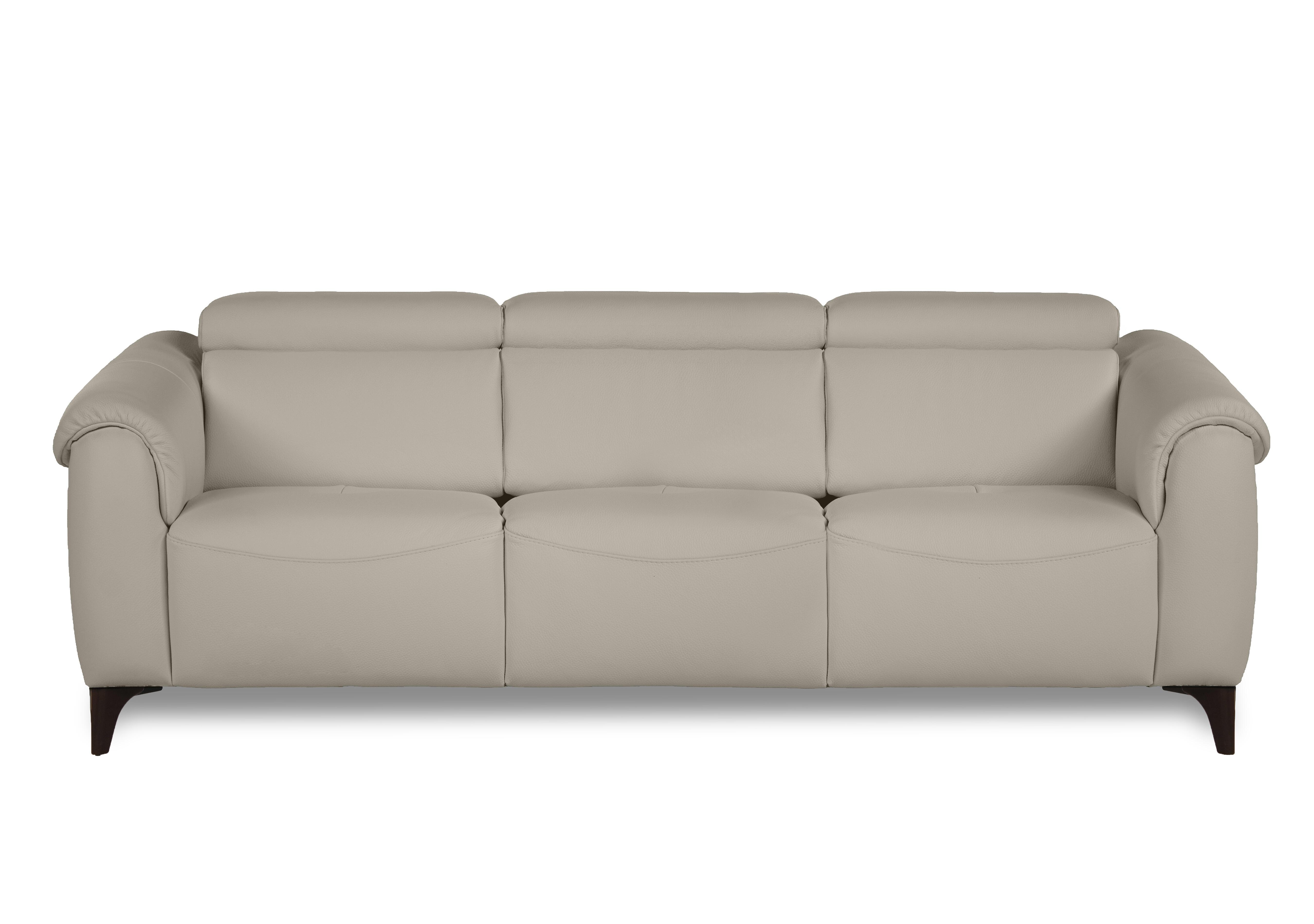 Nicole 3 Seater 3 Cushion Leather Power Recliner Sofa with Power Headrests and Power Lumbar in Torello Ice 371 Rw on Furniture Village
