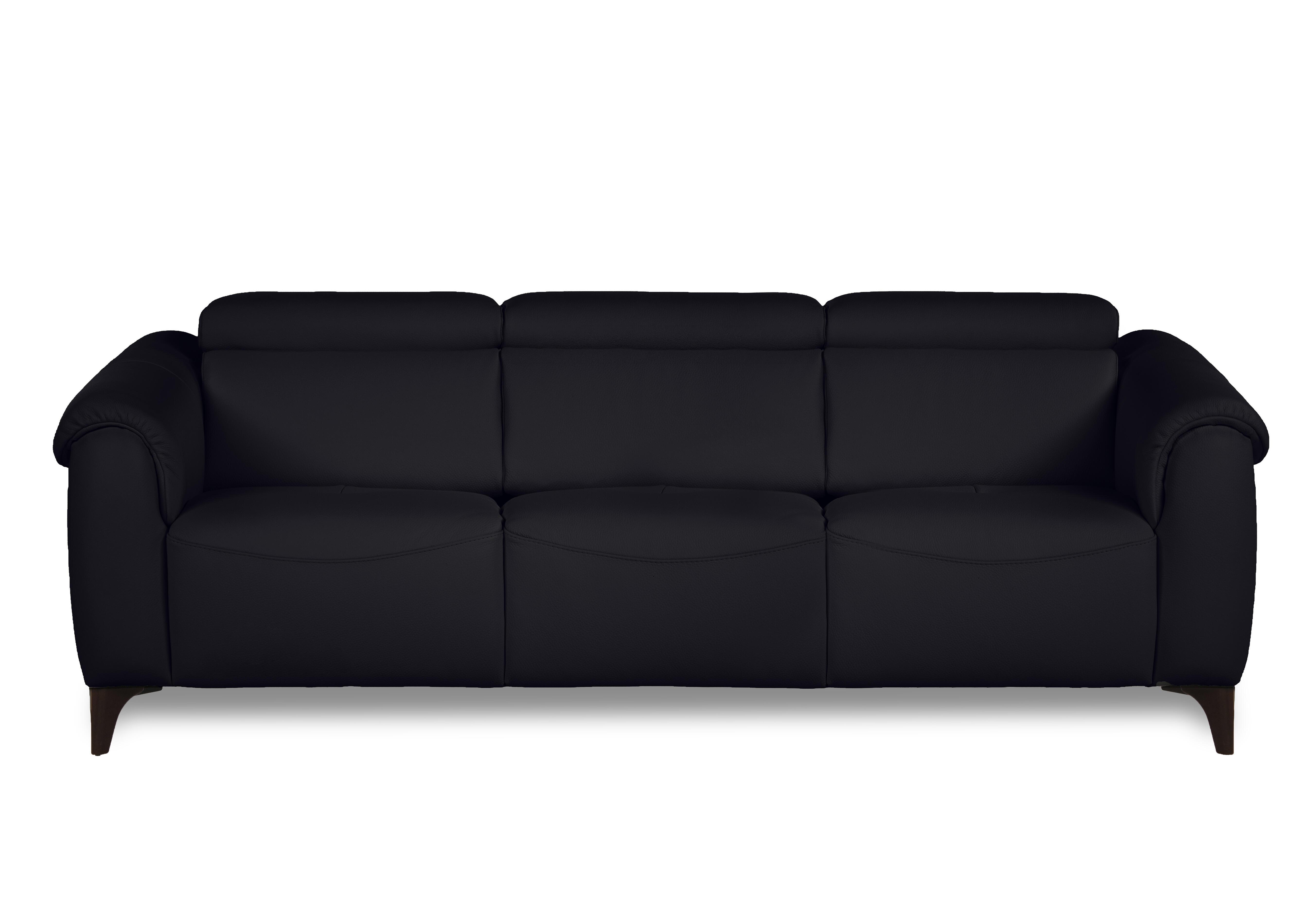 Nicole 3 Seater 3 Cushion Leather Power Recliner Sofa with Power Headrests and Power Lumbar in Torello Nero 71 Rw on Furniture Village