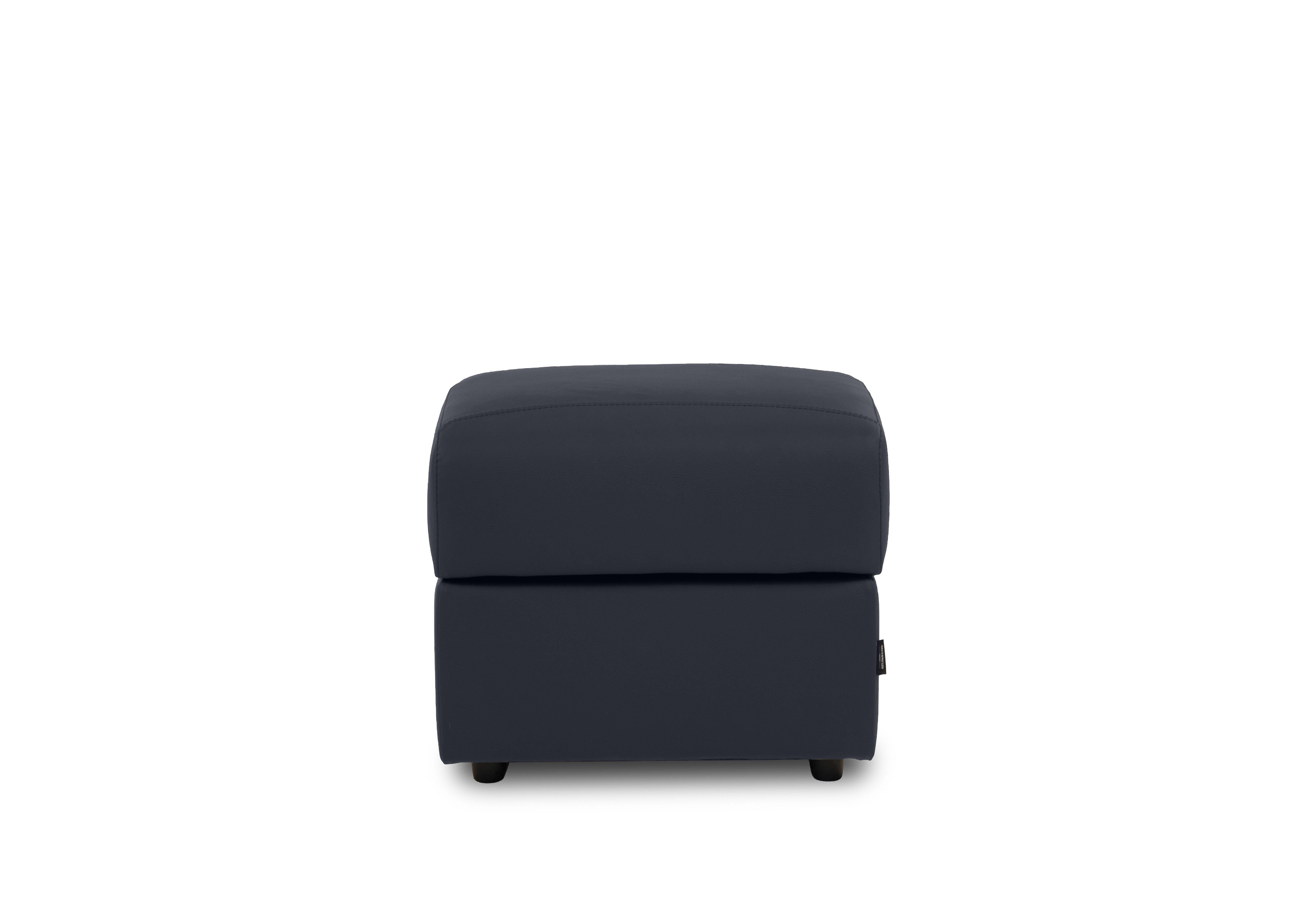 Nicole Square Leather Storage Footstool in Botero Navy 2172 on Furniture Village