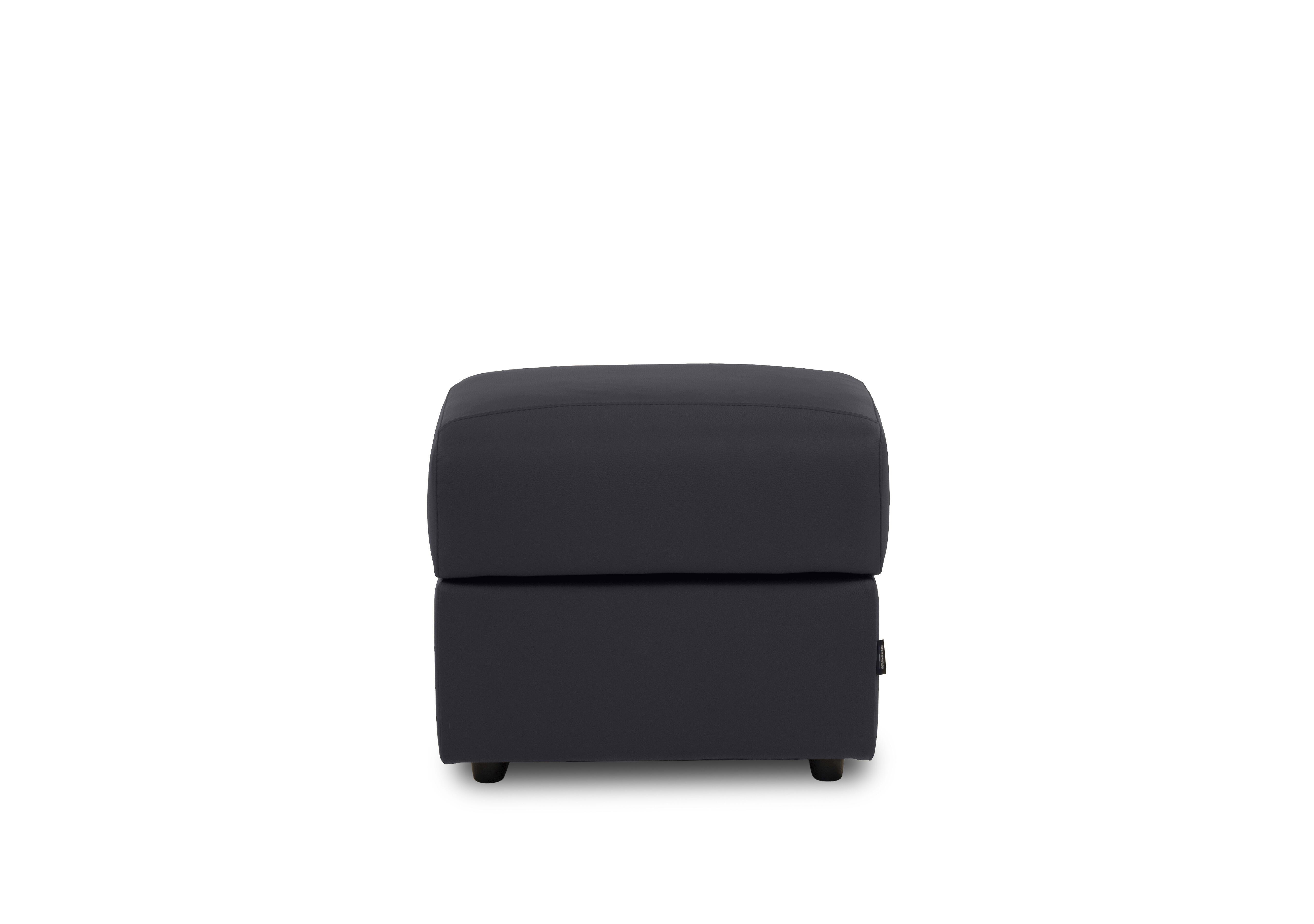 Nicole Square Leather Storage Footstool in Torello Blu 81 on Furniture Village