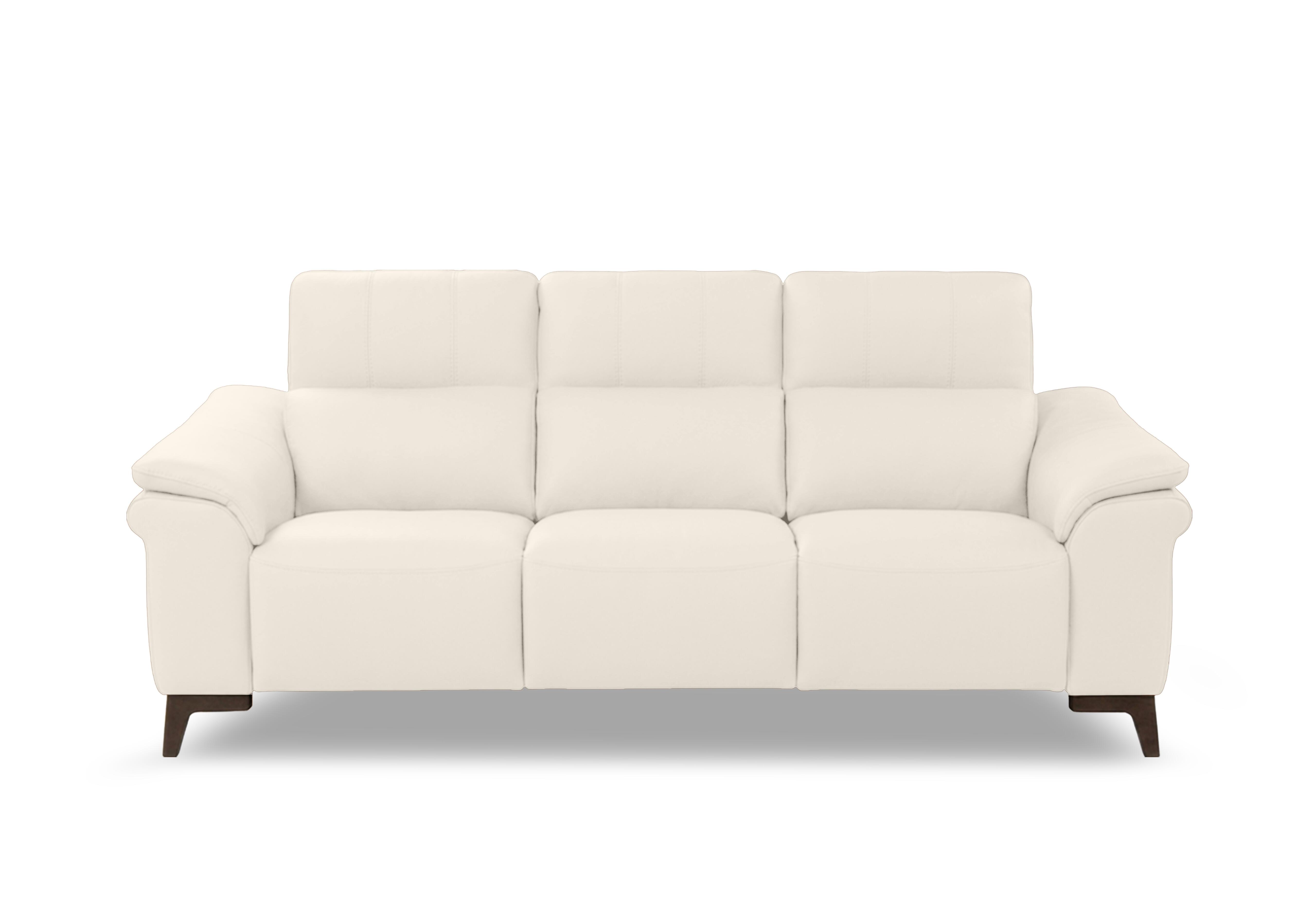 Marconi 3 Seater 3 Cushion Leather Sofa in Torello Bianco Puro 370 Rw on Furniture Village