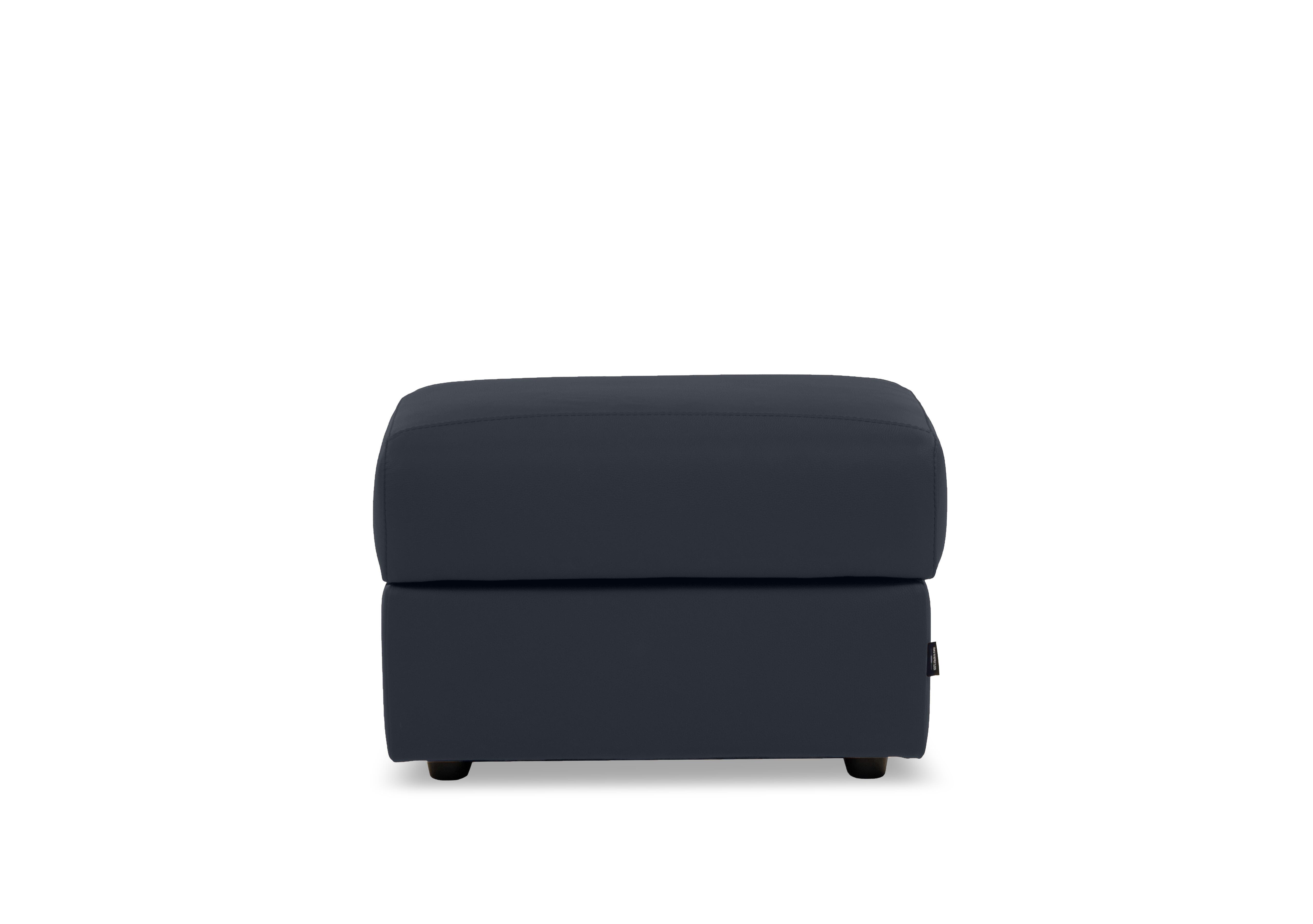 Marconi Rectangular Leather Storage Footstool in Botero Navy 2172 on Furniture Village