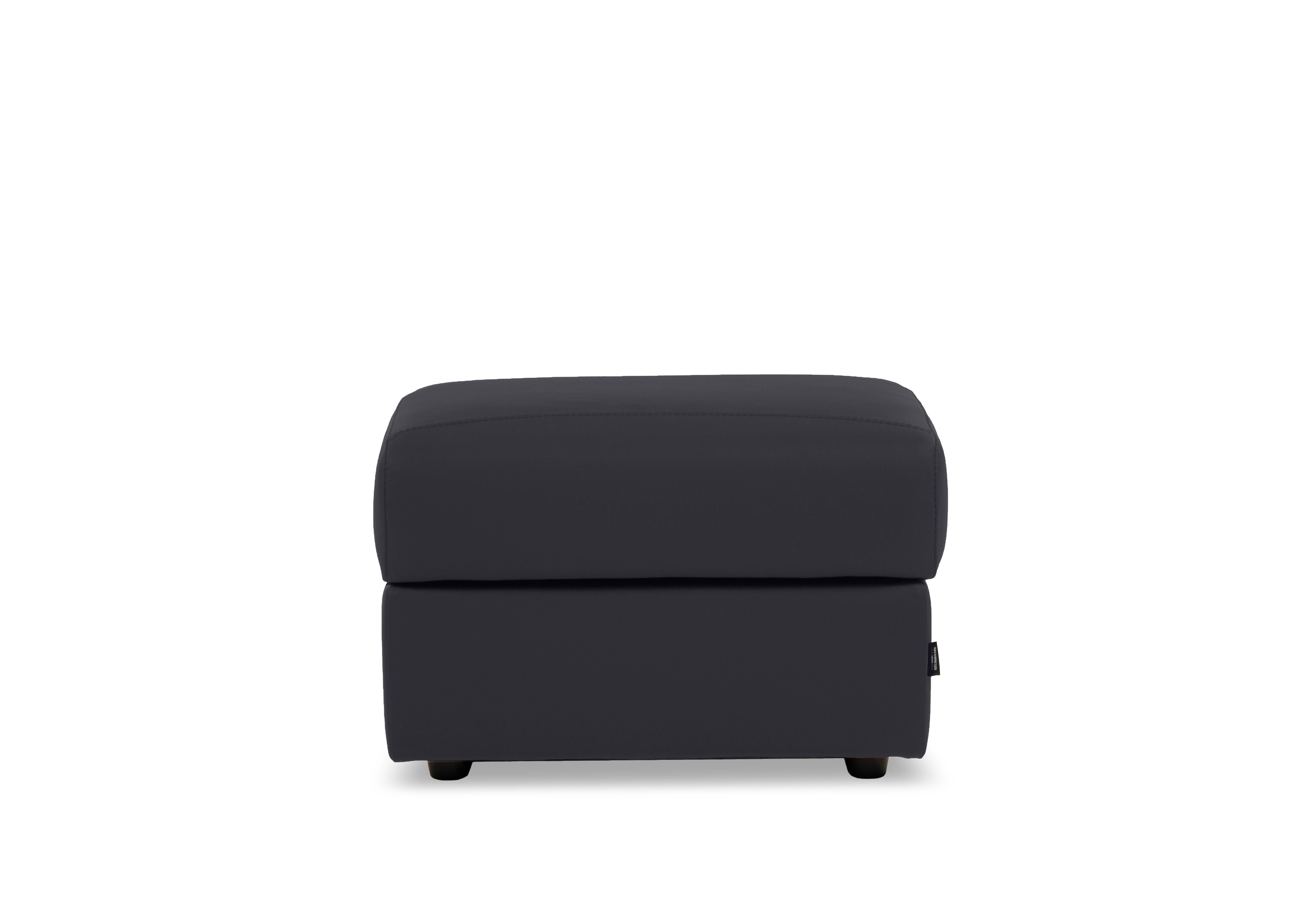 Marconi Rectangular Leather Storage Footstool in Torello Blu 81 on Furniture Village