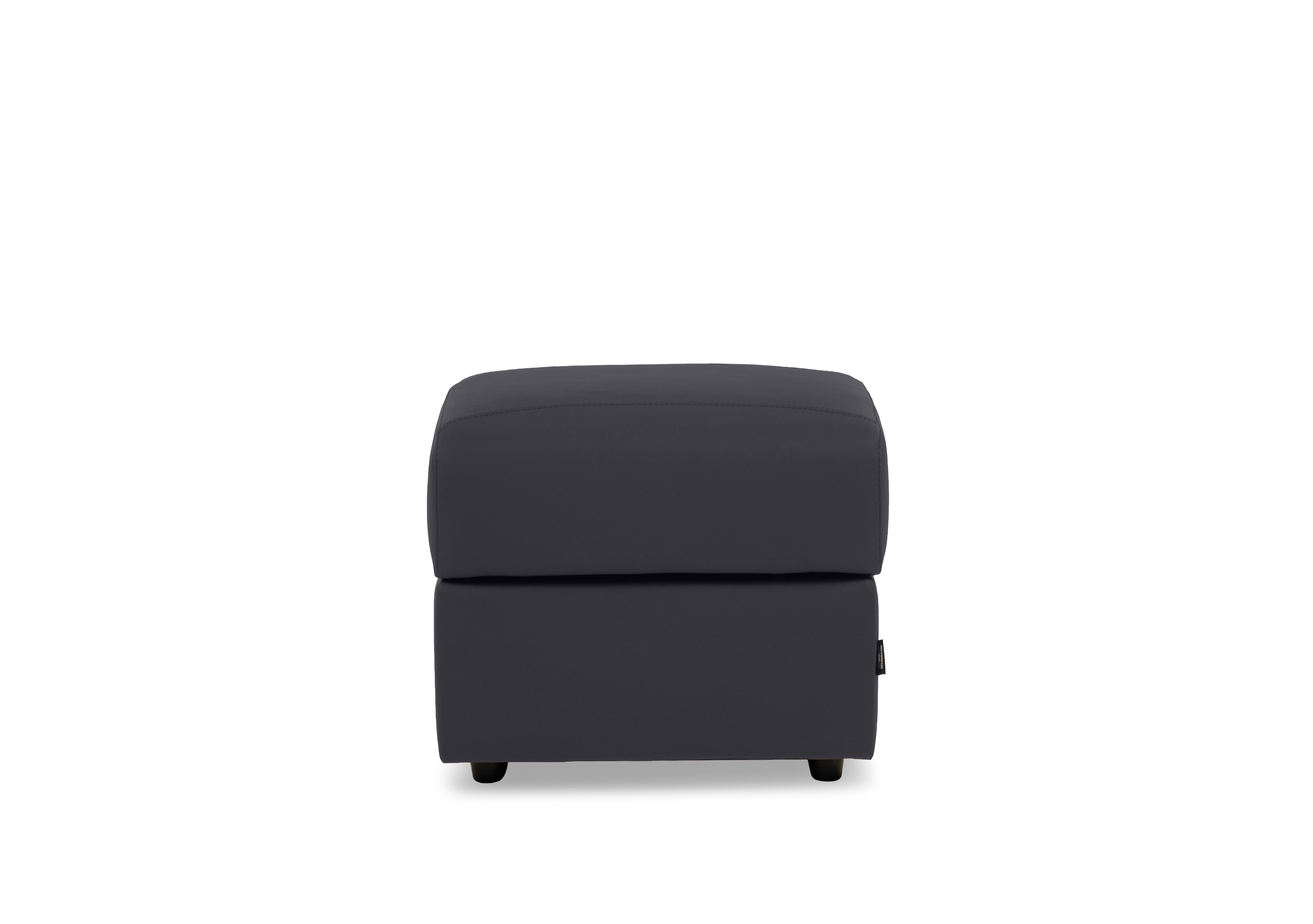 Marconi Square Leather Storage Footstool in Torello Blu 81 on Furniture Village