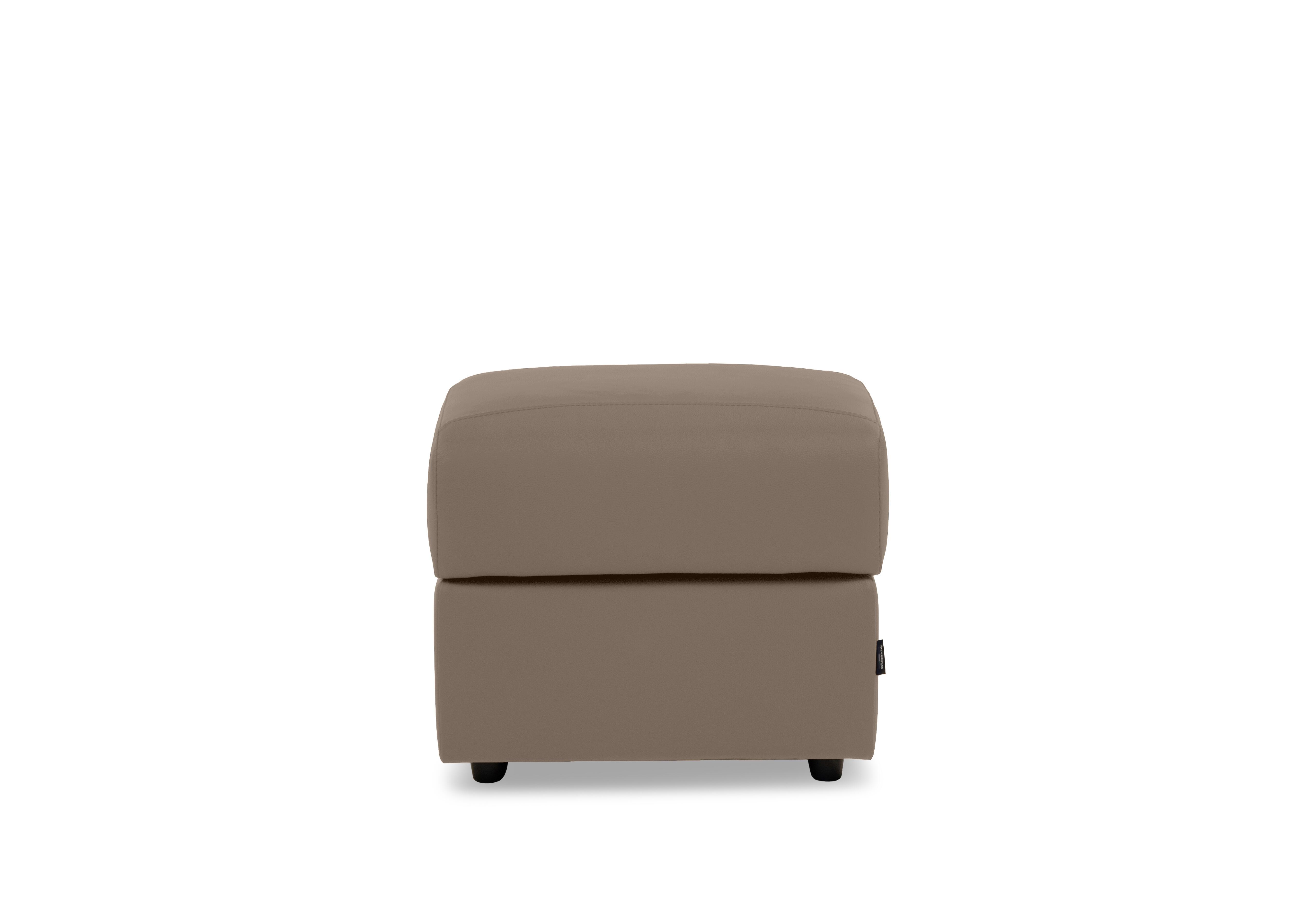 Marconi Square Leather Storage Footstool in Torello Taupe 312 on Furniture Village