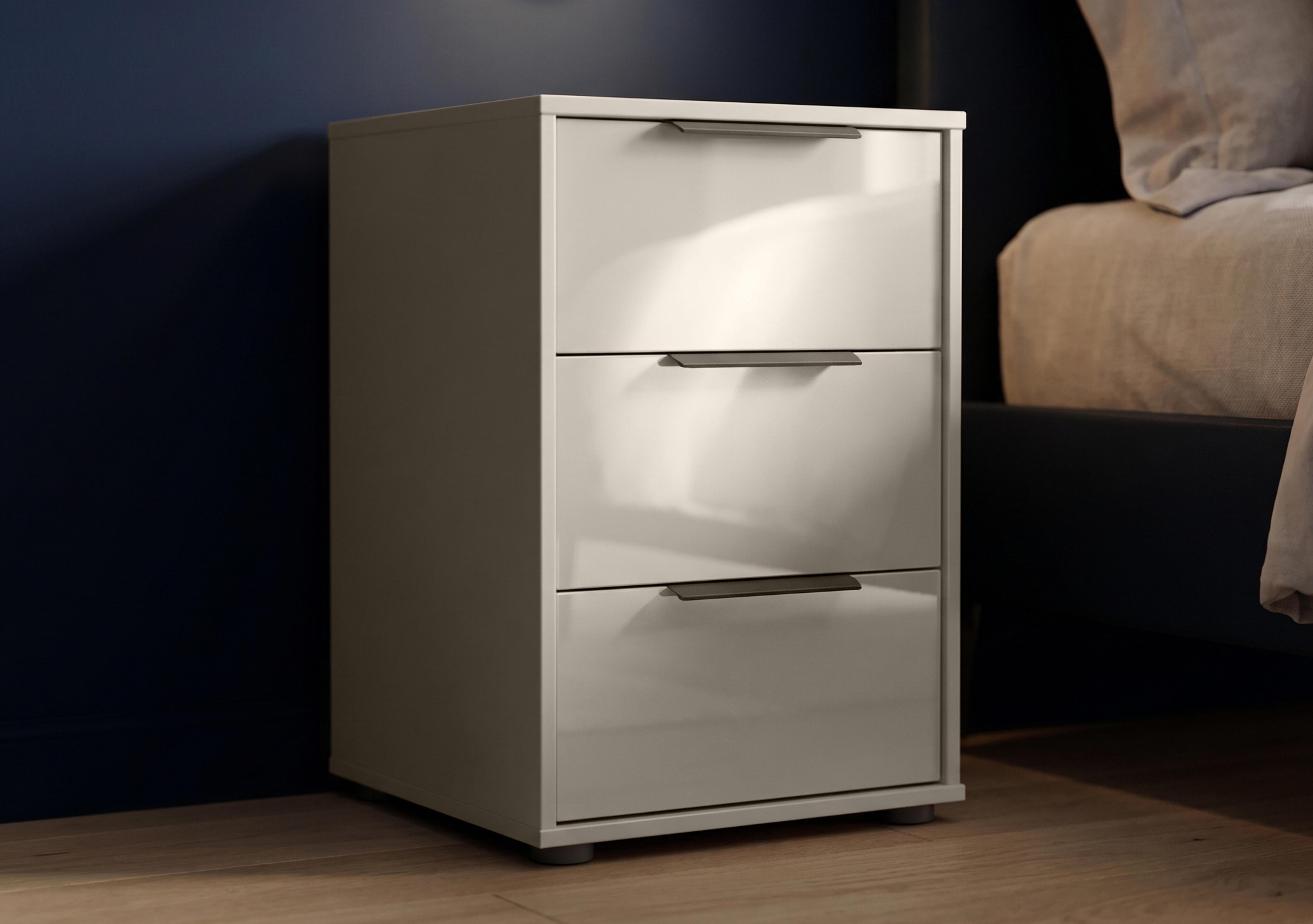 Instinct 40cm 3 Drawer Glass Bedside Cabinet in  on Furniture Village