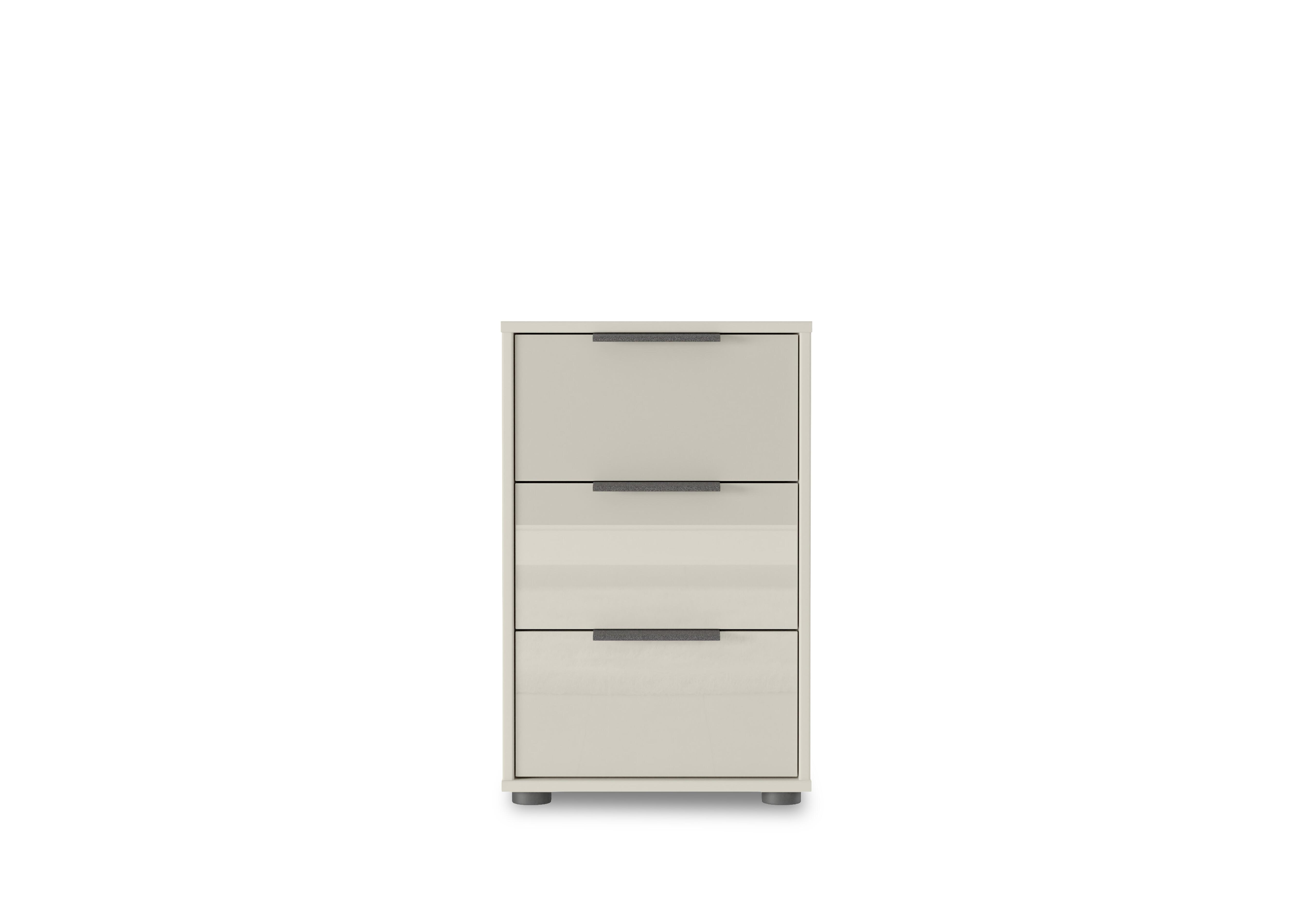 Instinct 40cm 3 Drawer Glass Bedside Cabinet in Champagne on Furniture Village