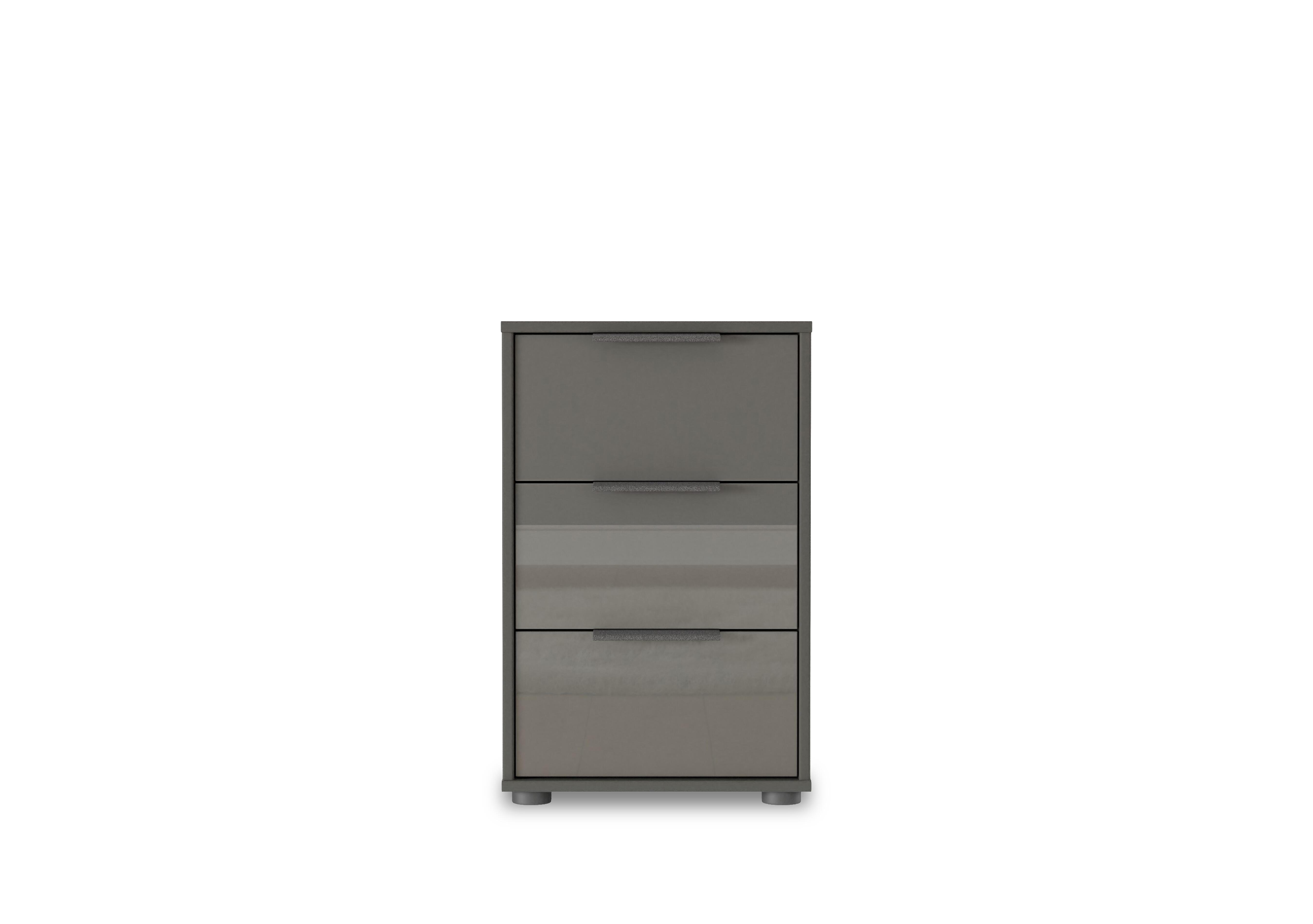 Instinct 40cm 3 Drawer Glass Bedside Cabinet in Lava Grey on Furniture Village