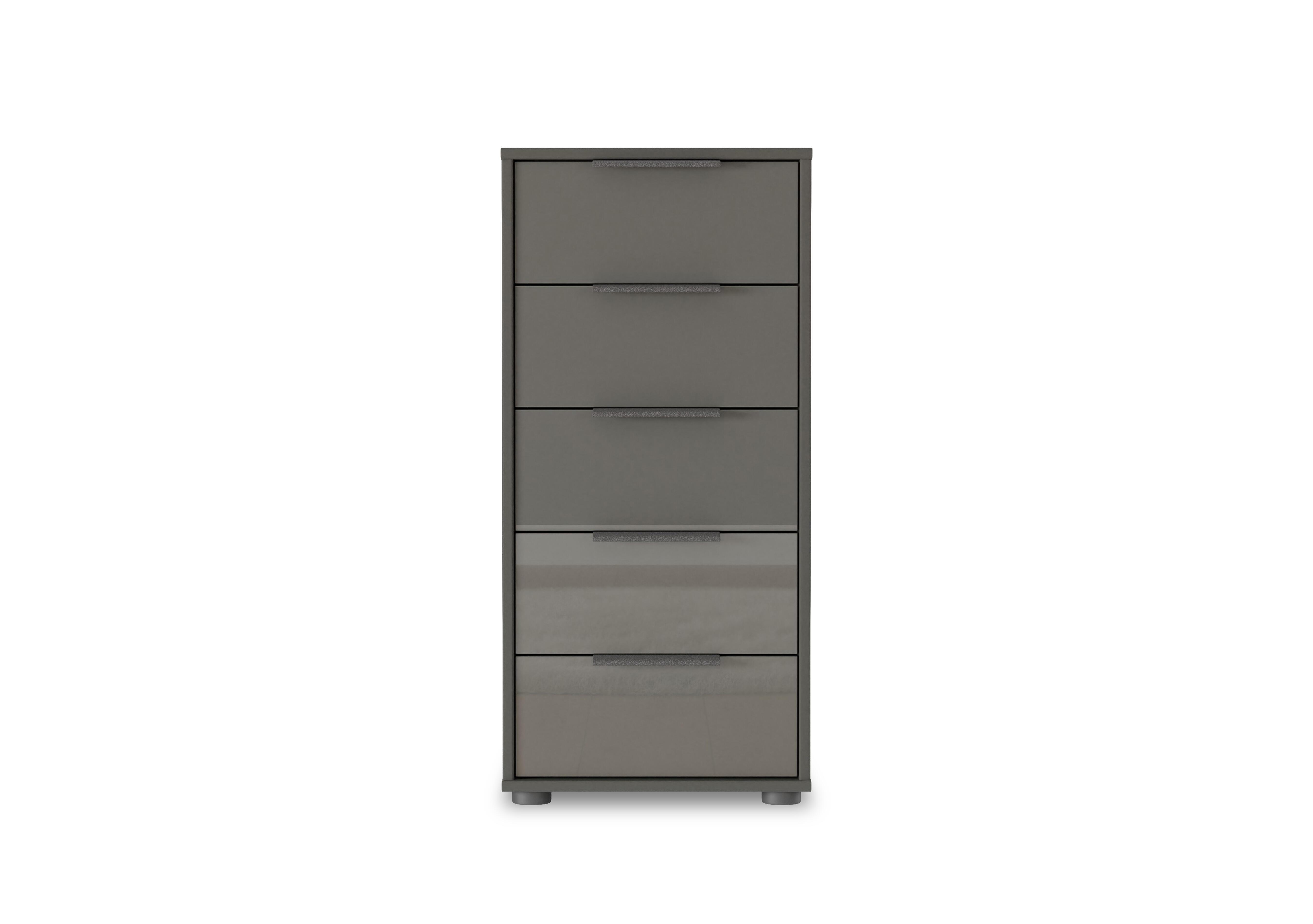 Instinct 40cm 5 Drawer Glass Chest in Lava Grey on Furniture Village
