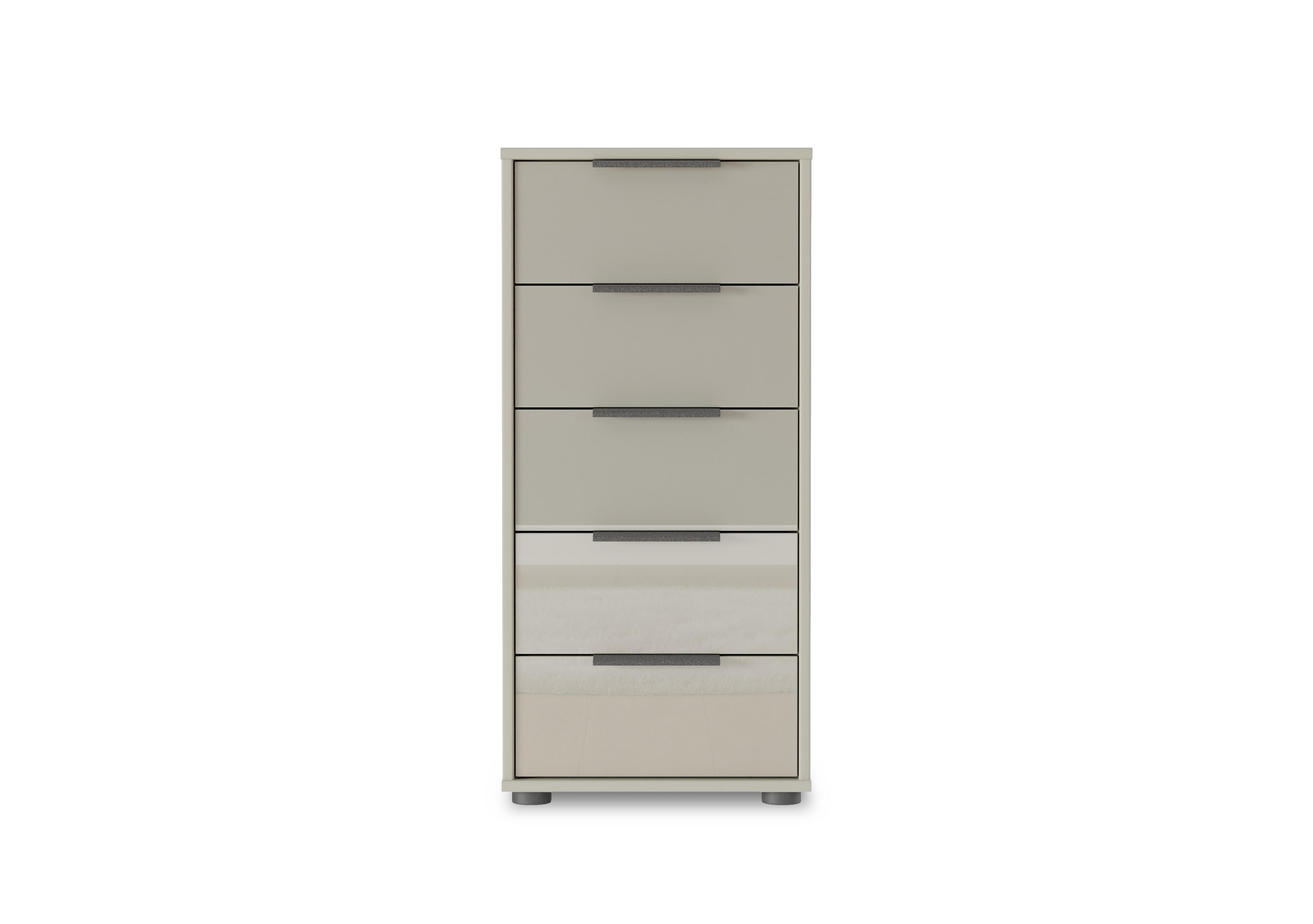 Instinct 40cm 5 Drawer Glass Chest in Pebble Grey on Furniture Village