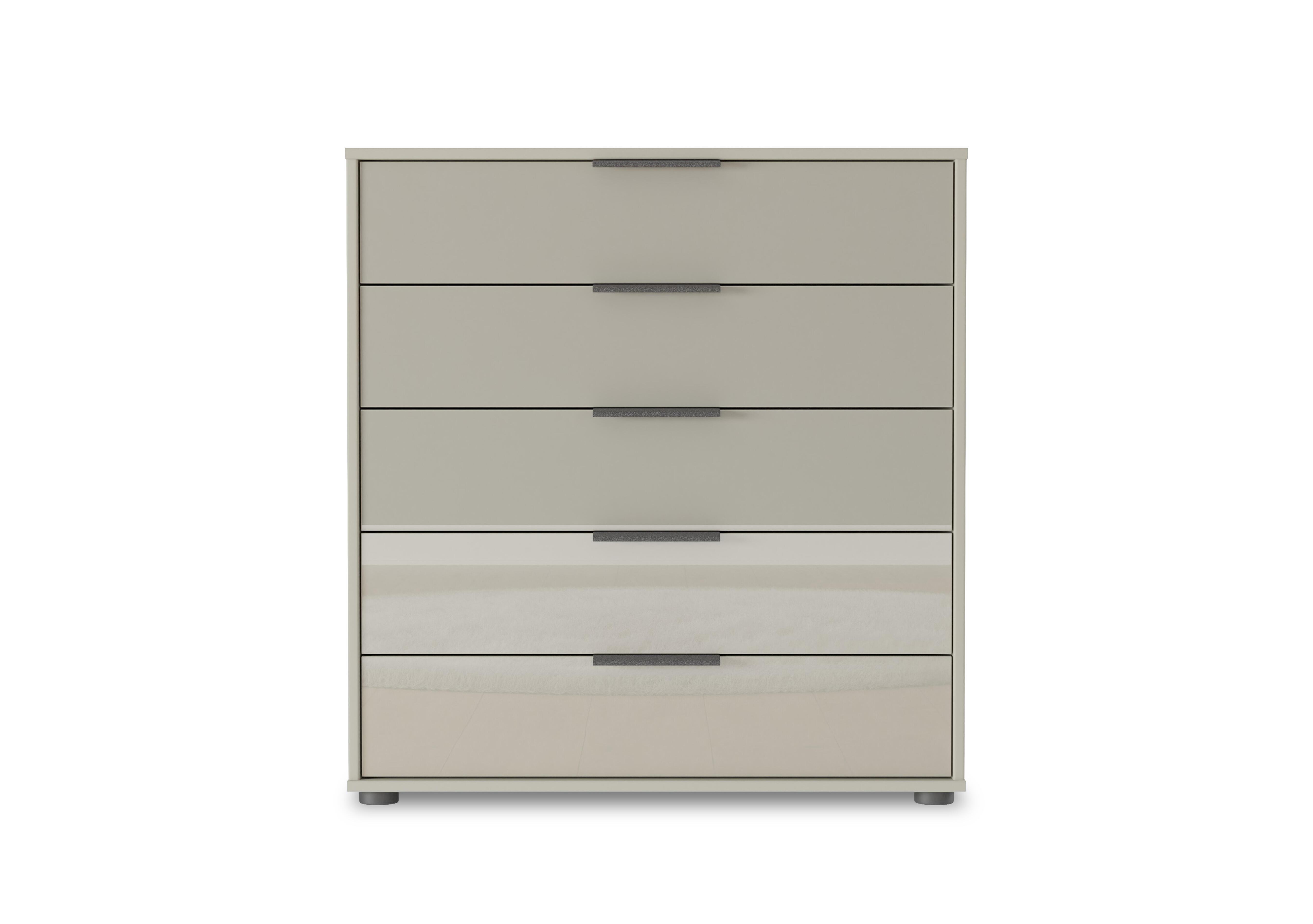 Instinct 80cm 5 Drawer Glass Chest in Pebble Grey on Furniture Village