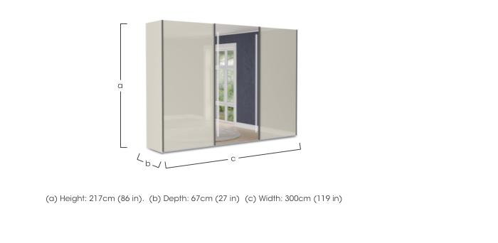 Instinct 300cm 3 Door Sliding Wardrobe with 2 Glass Doors and 1 Mirror Door with LED Lighting in  on Furniture Village