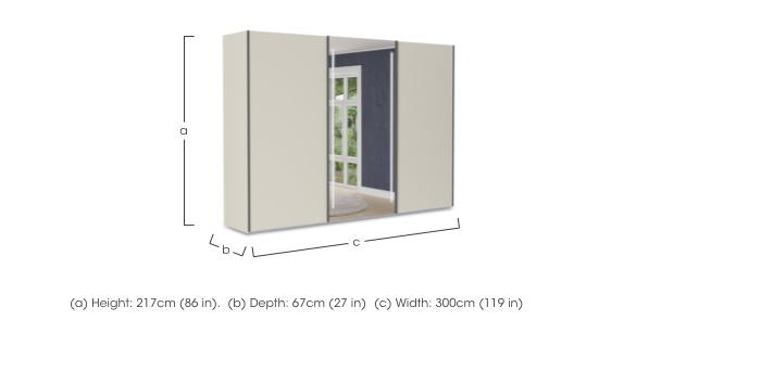 Instinct 300cm 3 Door Sliding Wardrobe with 2 Matt Finish Doors and 1 Mirror Door with LED Lighting in  on Furniture Village