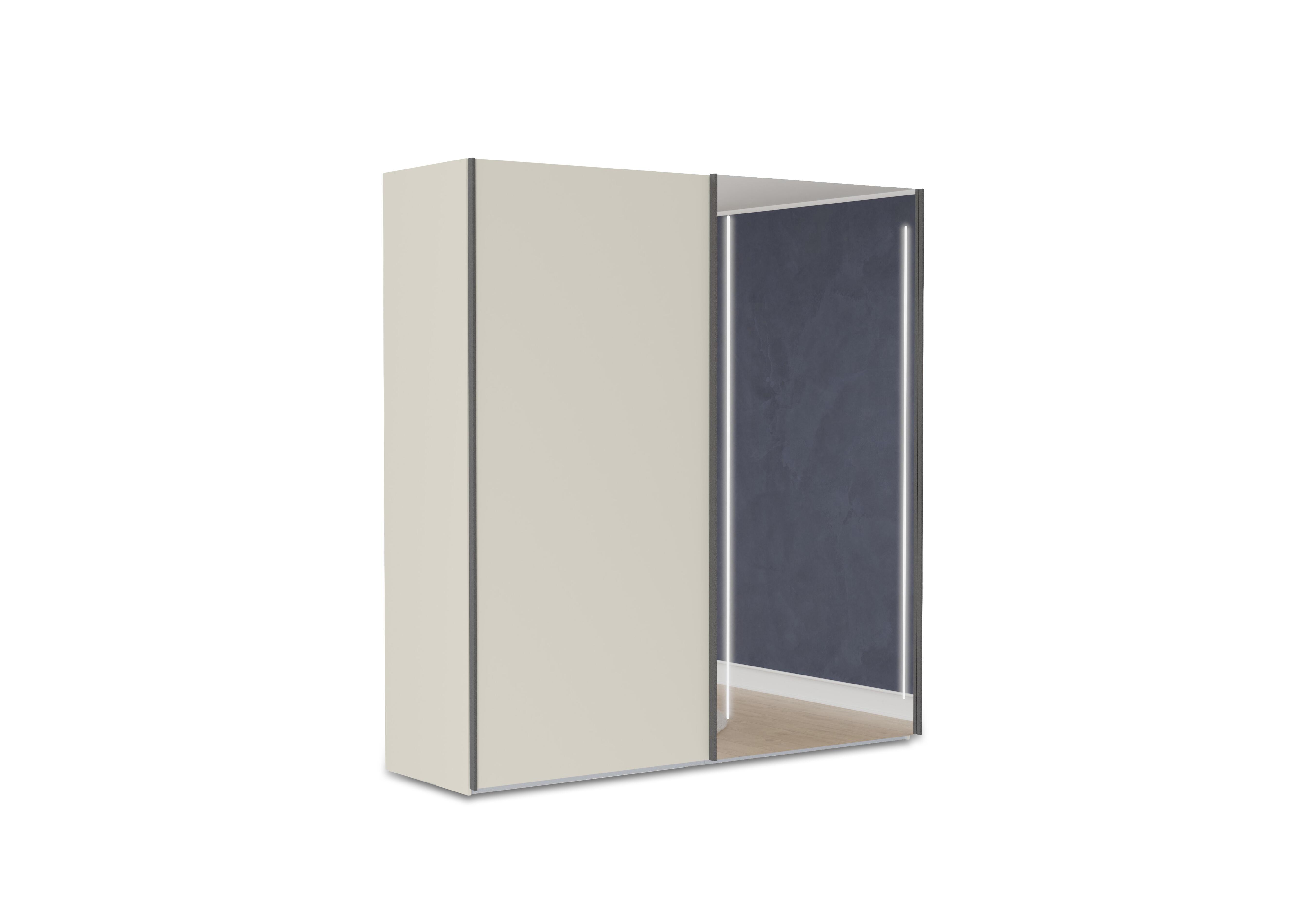 Instinct 200cm 2 Door Sliding Wardrobe with 1 Matt Finish Door and 1 Mirror Door with LED Lighting in Champagne on Furniture Village