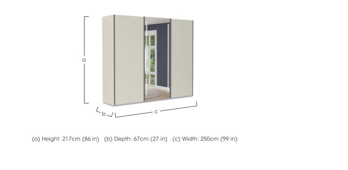 Instinct 250cm 3 Door Sliding Wardrobe with 2 Matt Finish Doors and 1 Mirror Door with LED Lighting in  on Furniture Village