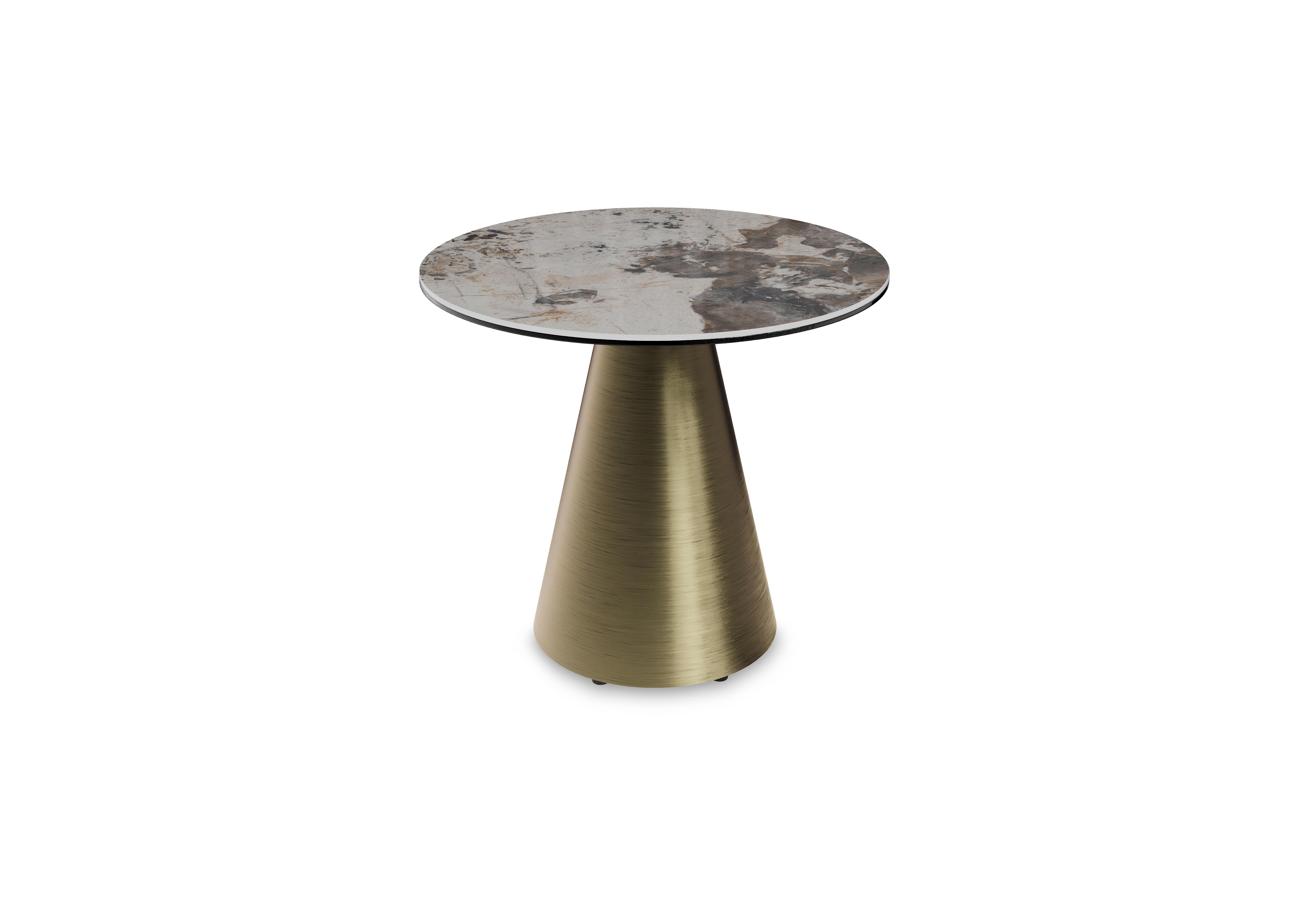 Amorim Round Lamp Table with Bronze Base in Brz - Calcatta Marble on Furniture Village