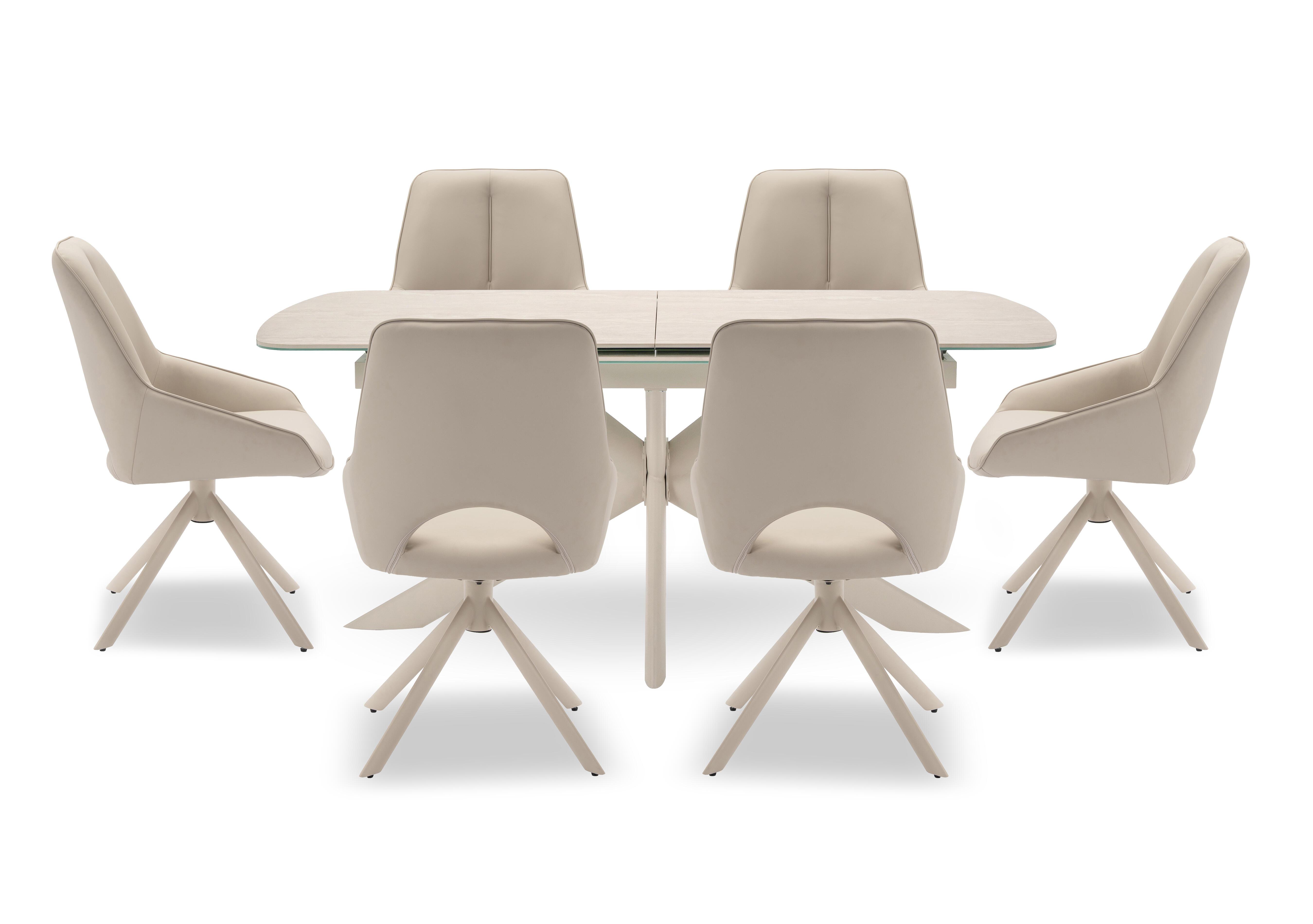 Tino Pop-up Extending Dining Table and 6 Faux Leather Swivel Dining Chairs in  on Furniture Village