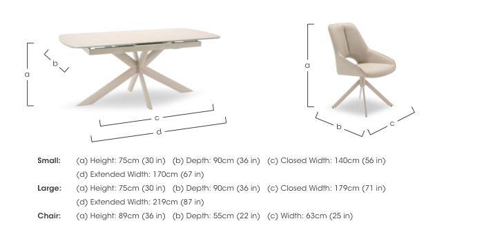 Tino Pop-up Extending Dining Table and 4 Faux Leather Swivel Dining Chairs in  on Furniture Village