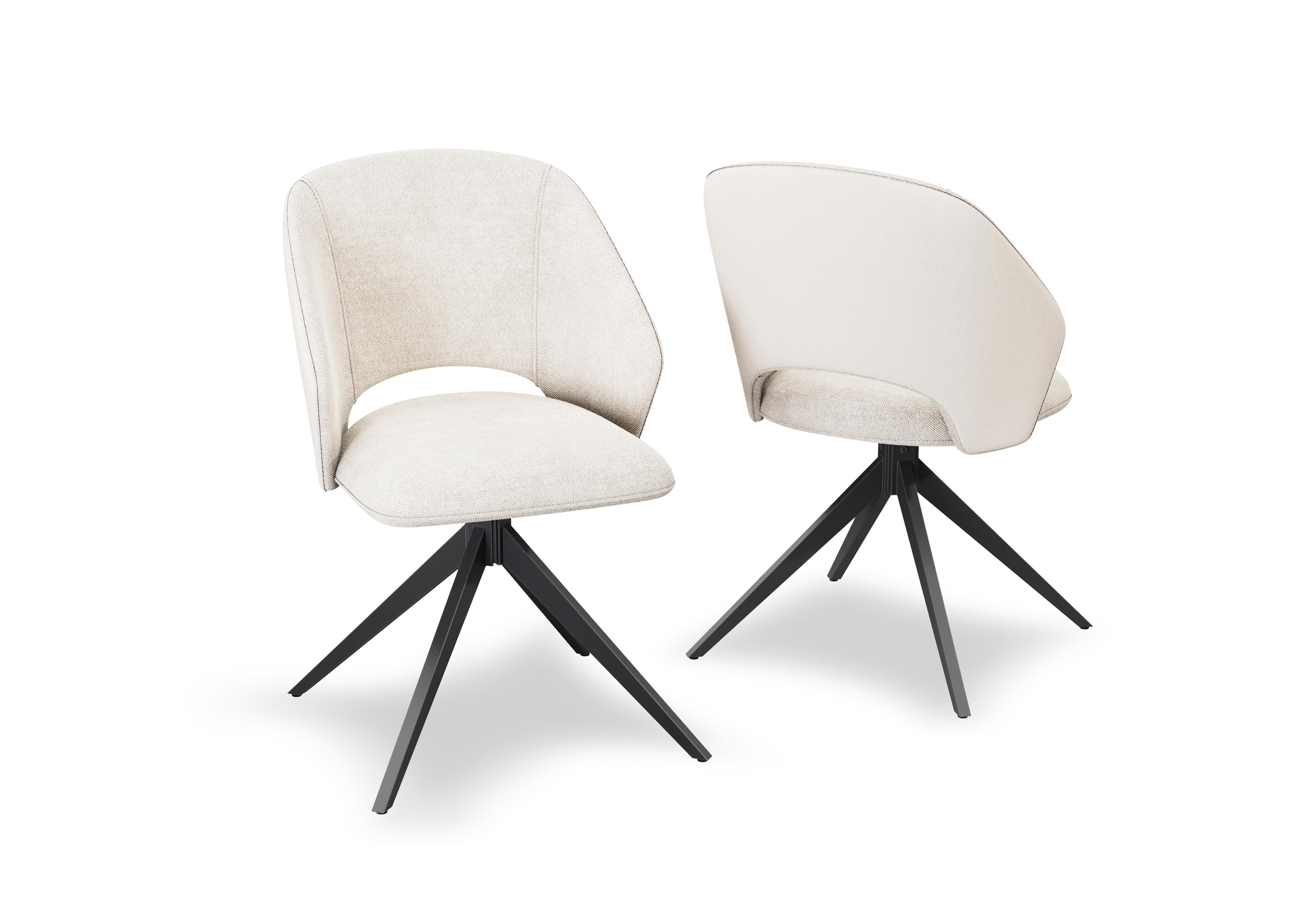 Raul Pair of Fabric Swivel Dining Chairs in Cream on Furniture Village