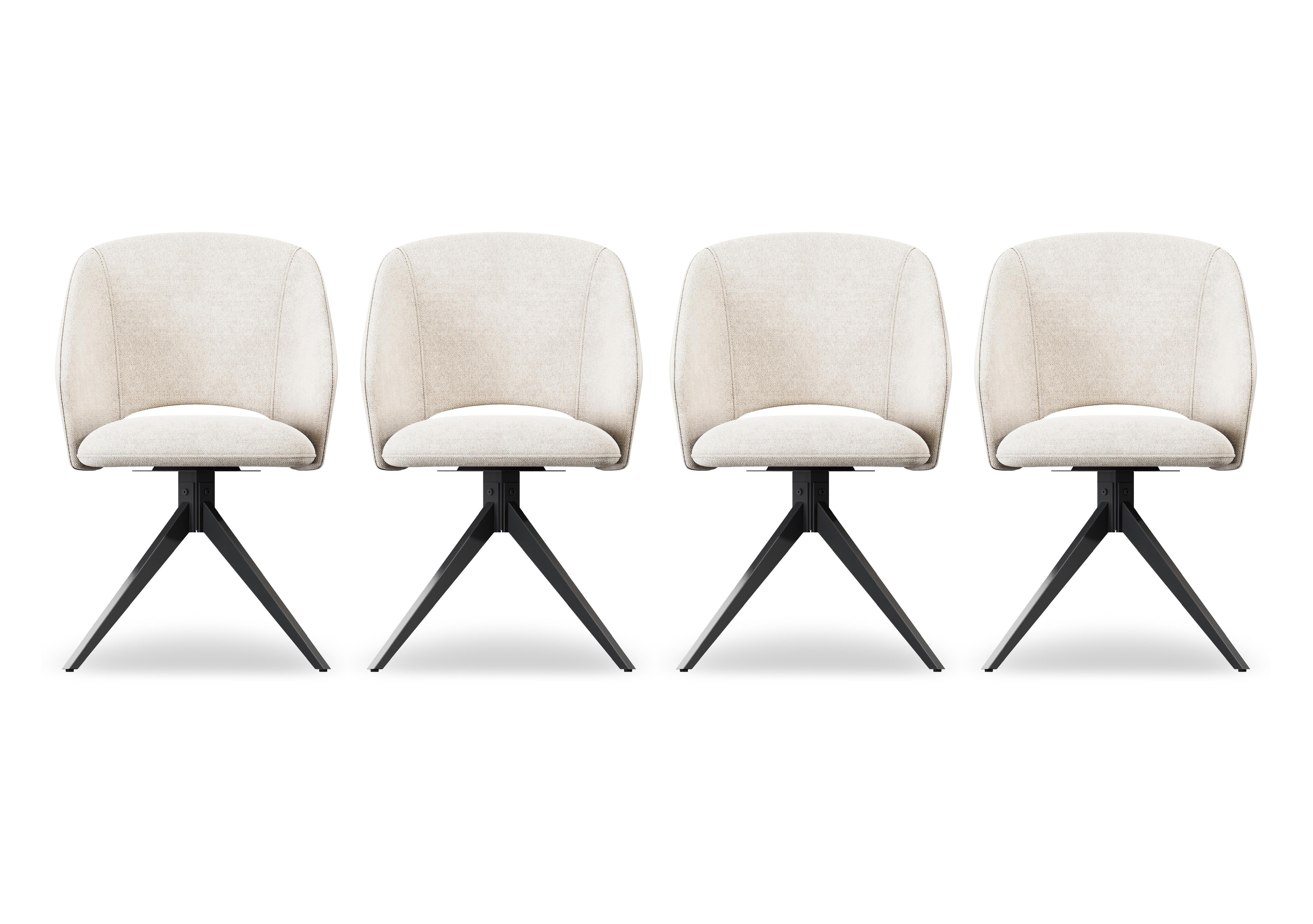 Raul Set of 4 Fabric Swivel Dining Chairs in Cream on Furniture Village