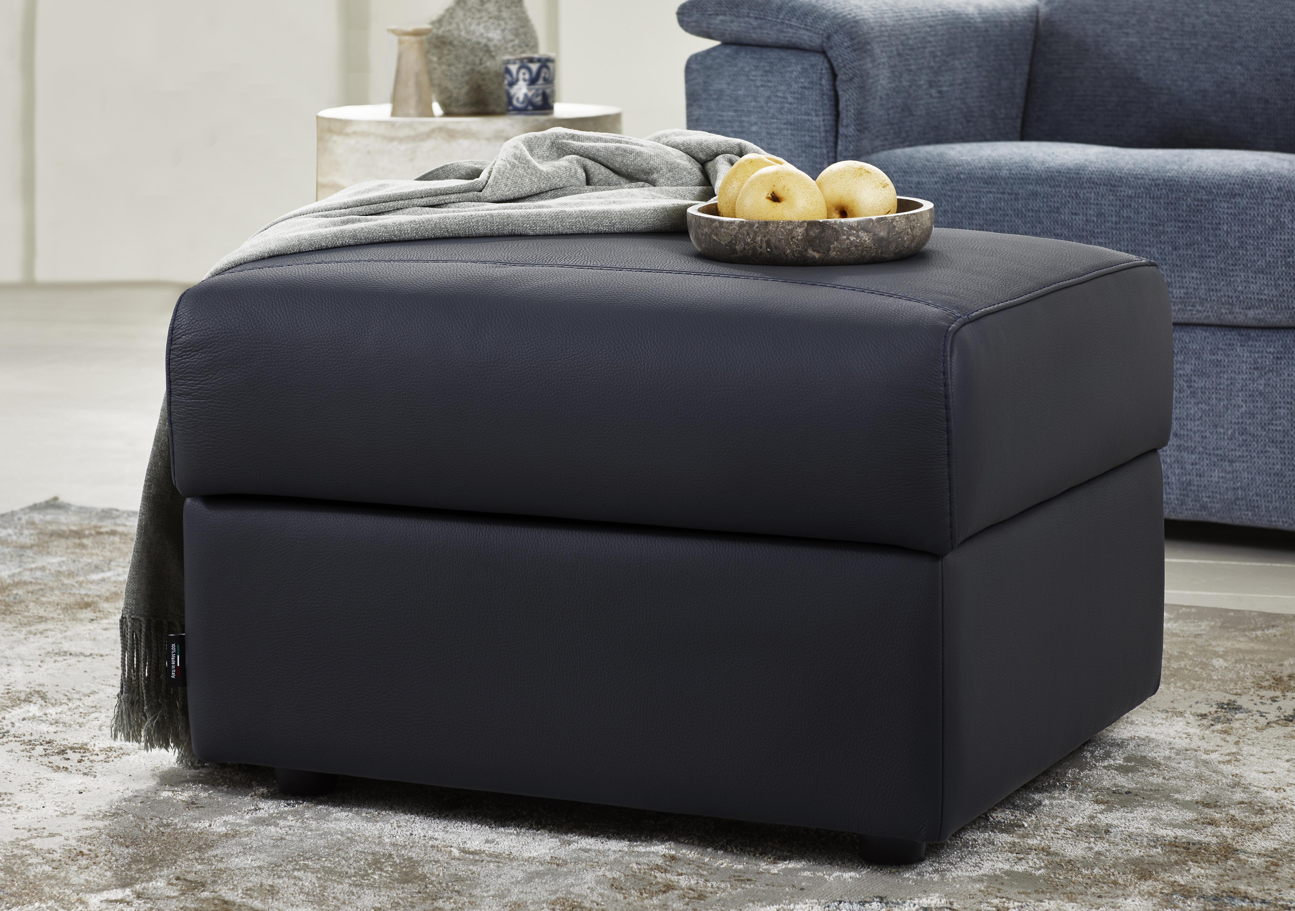 Canto Rectangular Leather Storage Footstool in  on Furniture Village