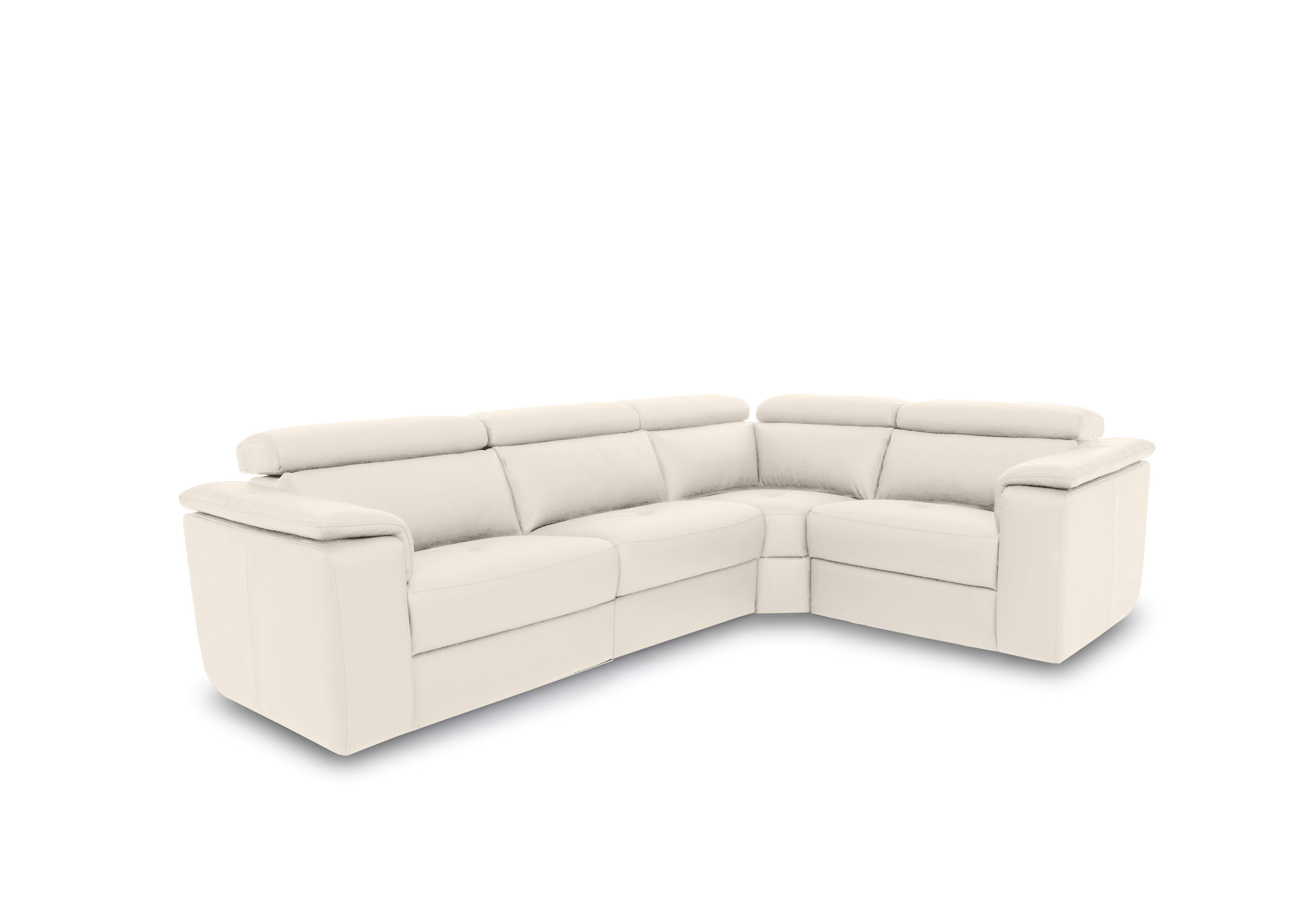 Canto Small Leather Corner Sofa in Botero Bianco 2153 on Furniture Village