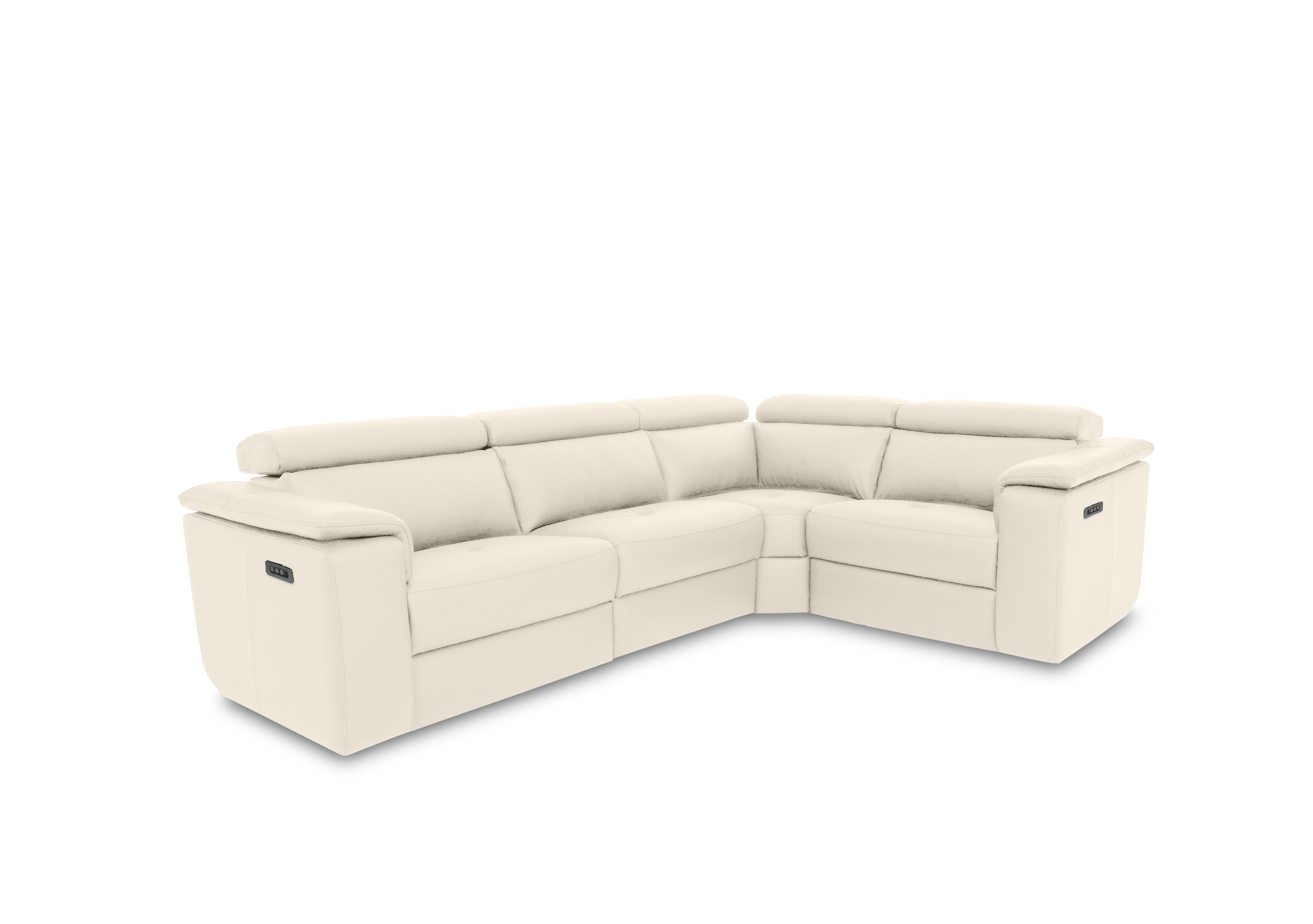Canto Small Leather Corner Sofa in Botero Bianco 2153 on Furniture Village