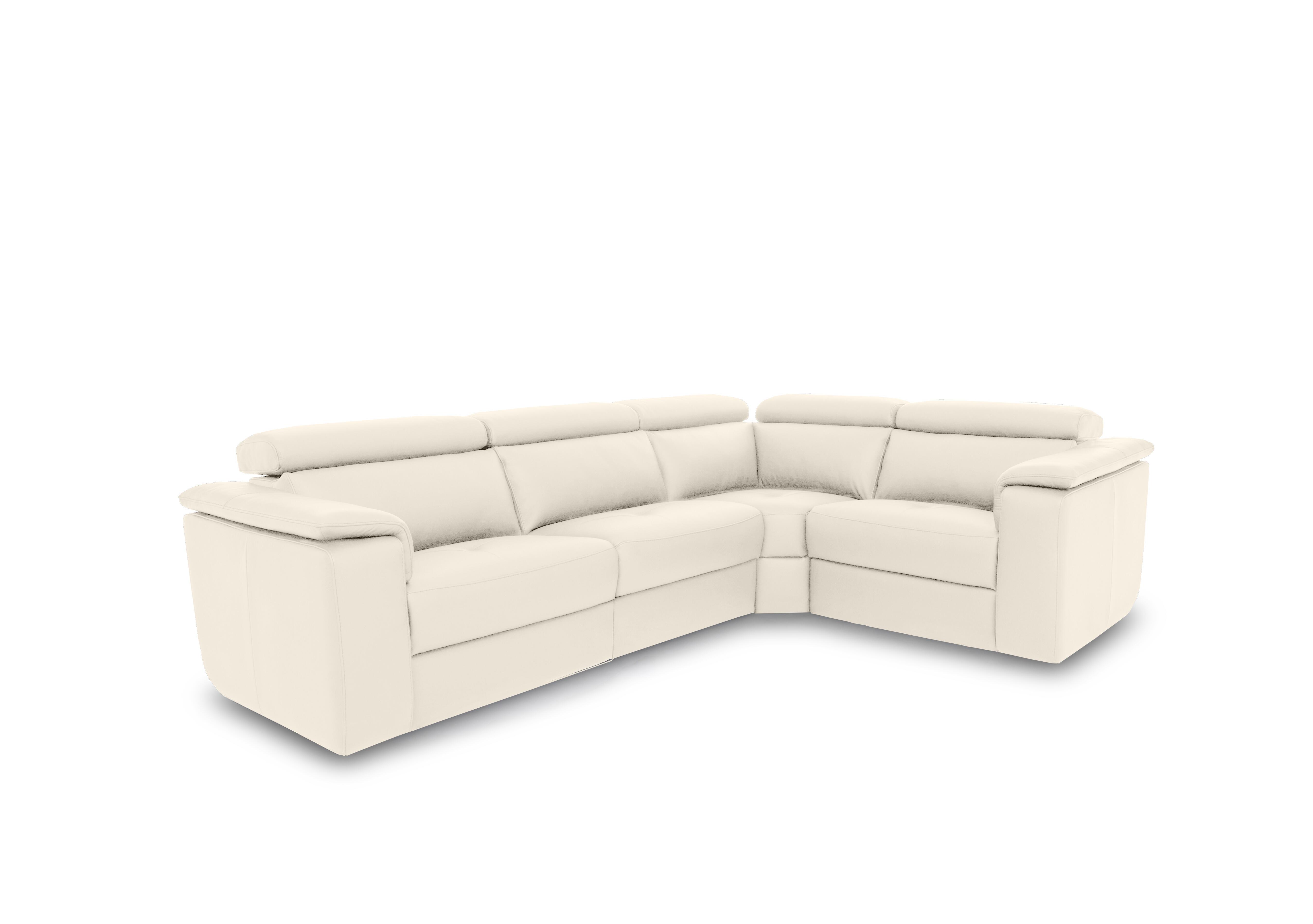 Canto Small Leather Corner Sofa in Torello Bianco Puro 370 on Furniture Village