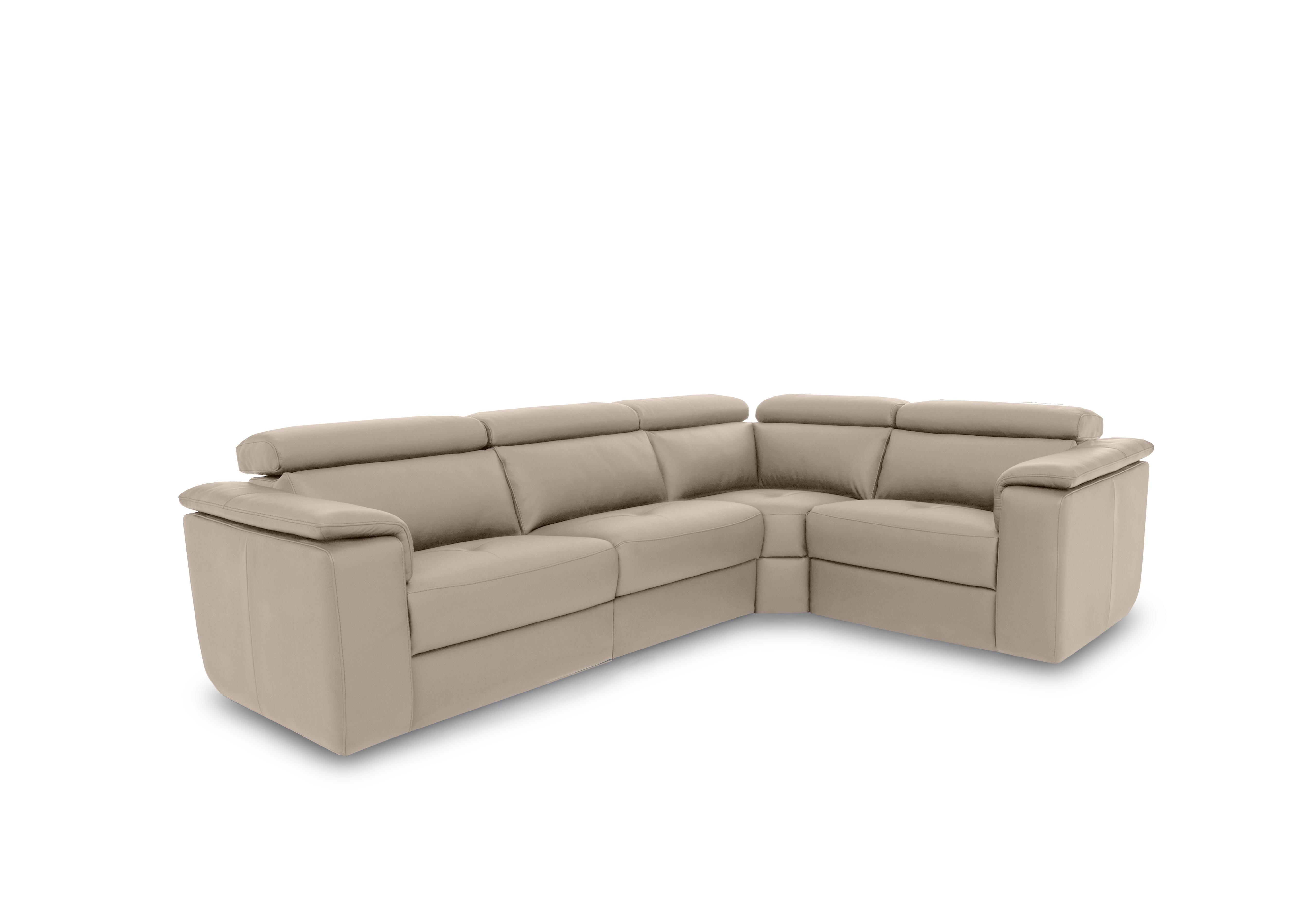 Canto Small Leather Corner Sofa in Torello Fango 352 on Furniture Village
