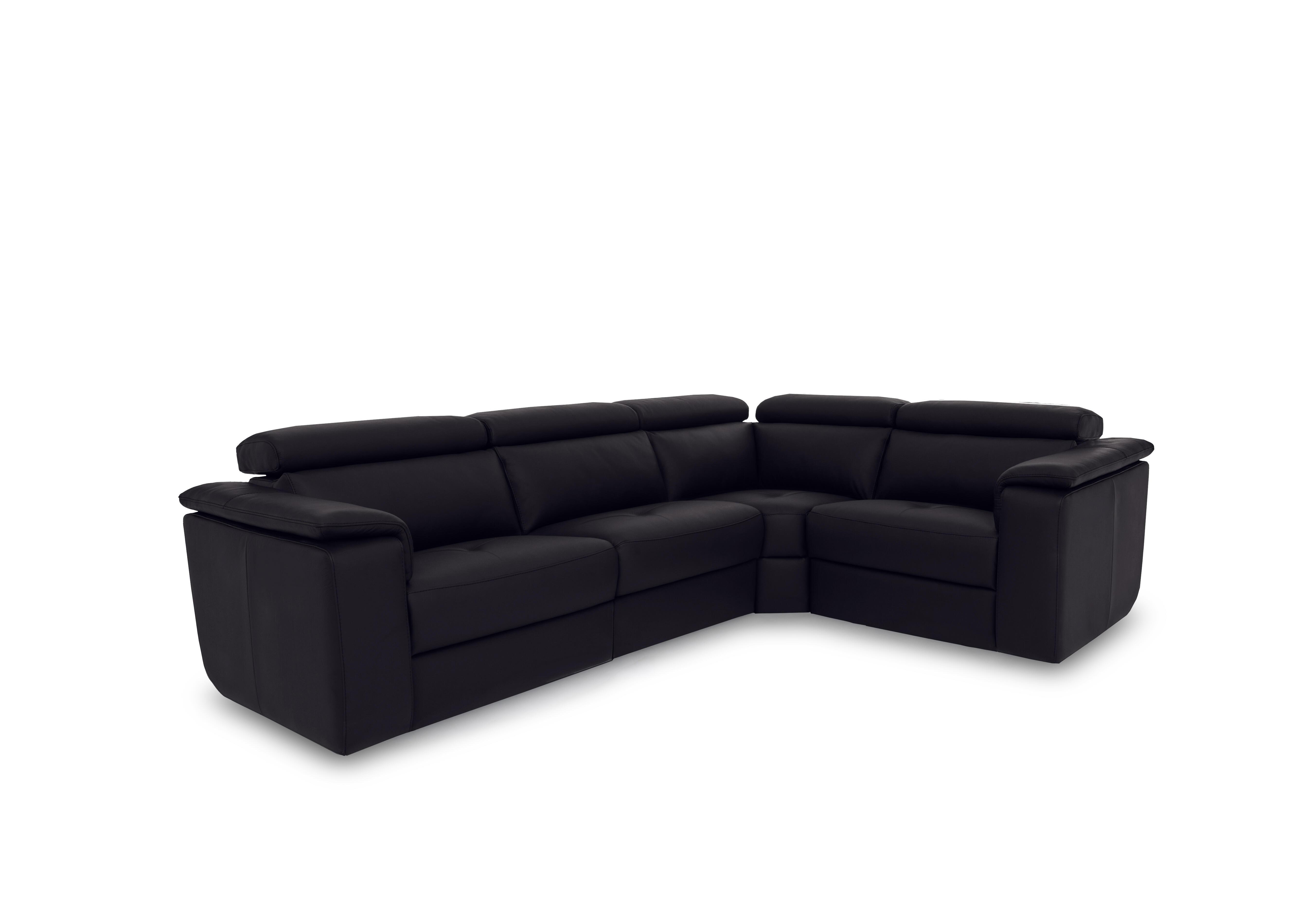 Canto Small Leather Corner Sofa in Torello Nero 71 on Furniture Village