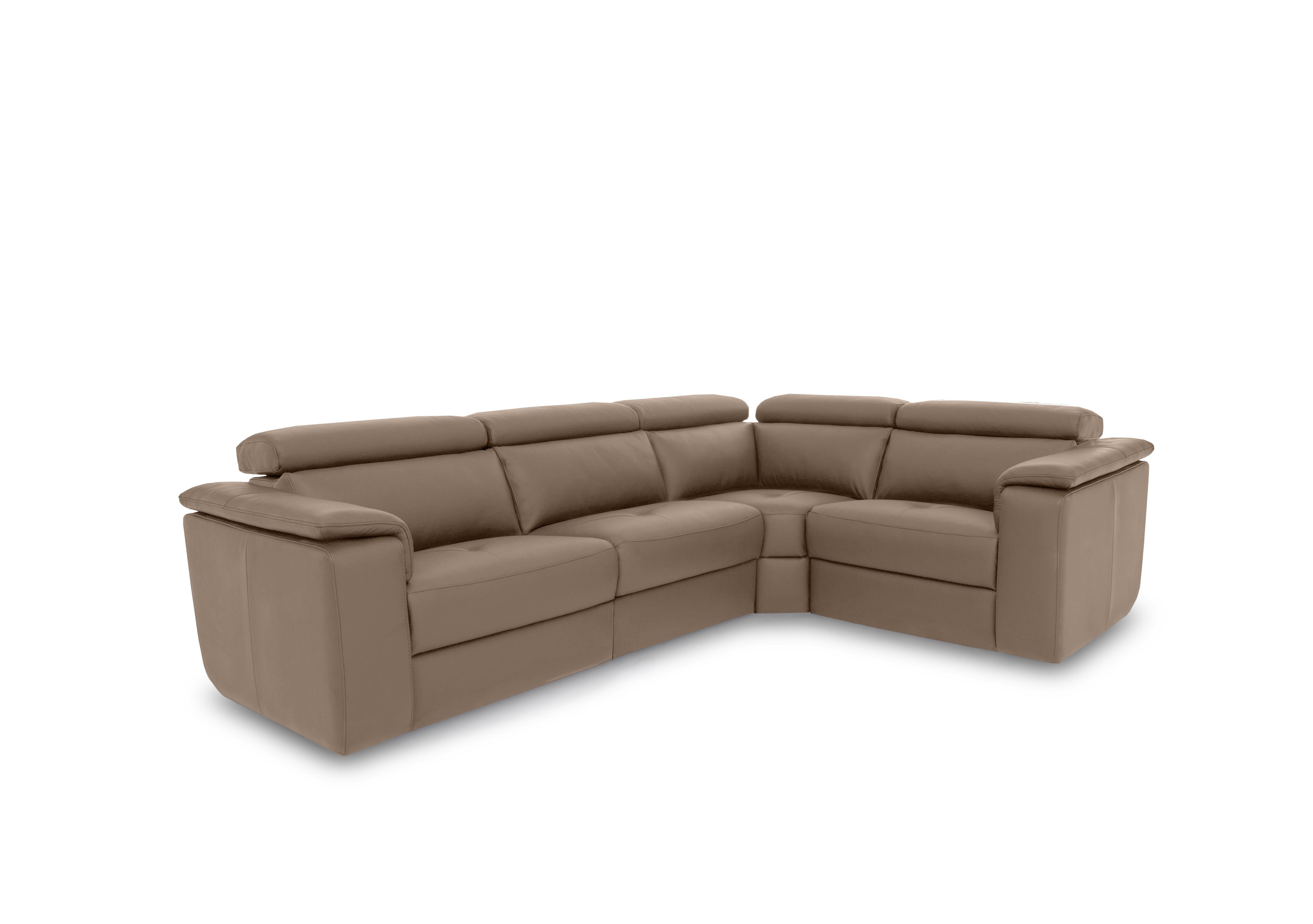 Canto Small Leather Corner Sofa in Torello Taupe 312 on Furniture Village