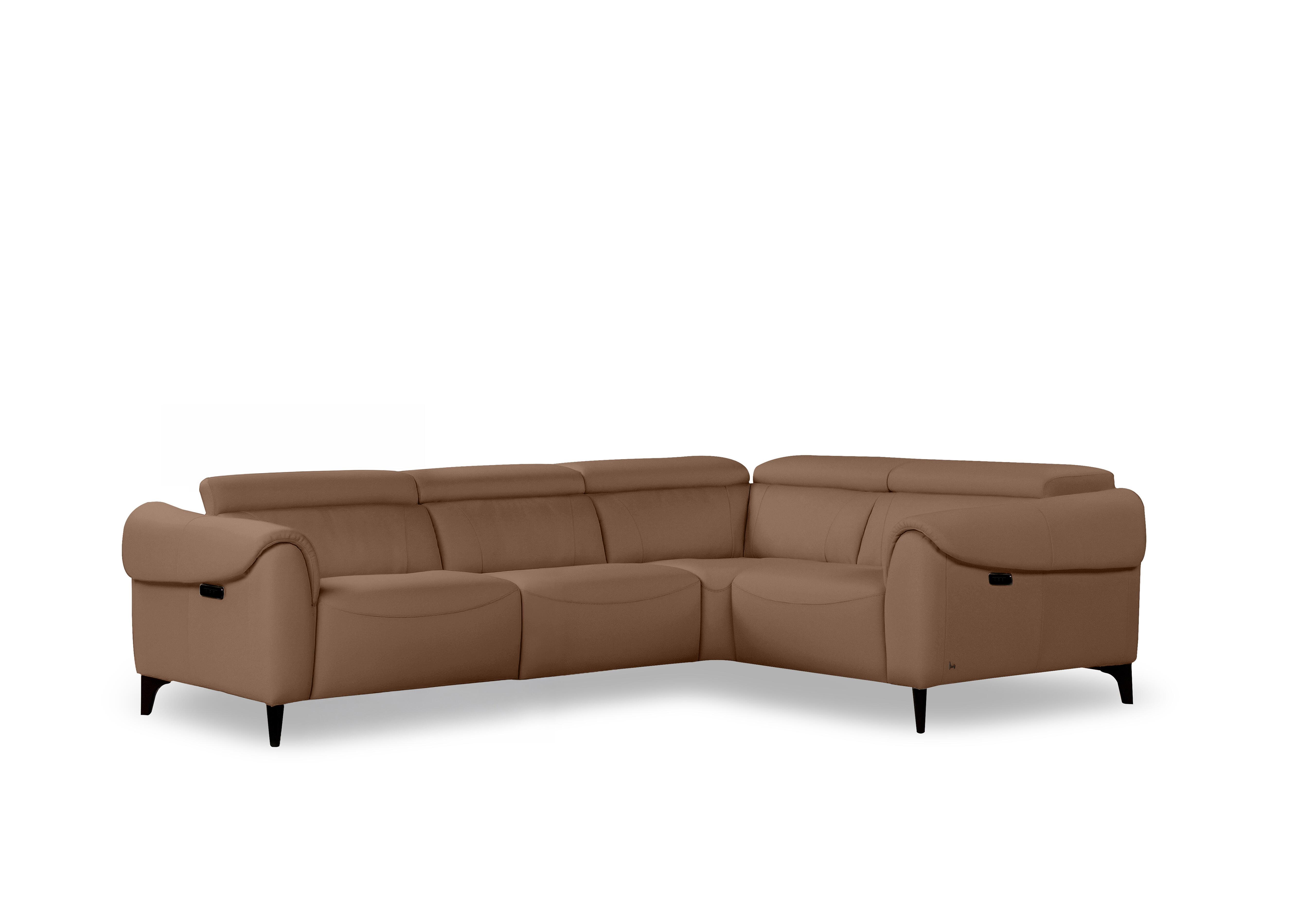 Nicole Small Leather Power Recliner Corner Sofa with Power Headrests and Power Lumbar in Torello Cuoio 372 Rw on Furniture Village
