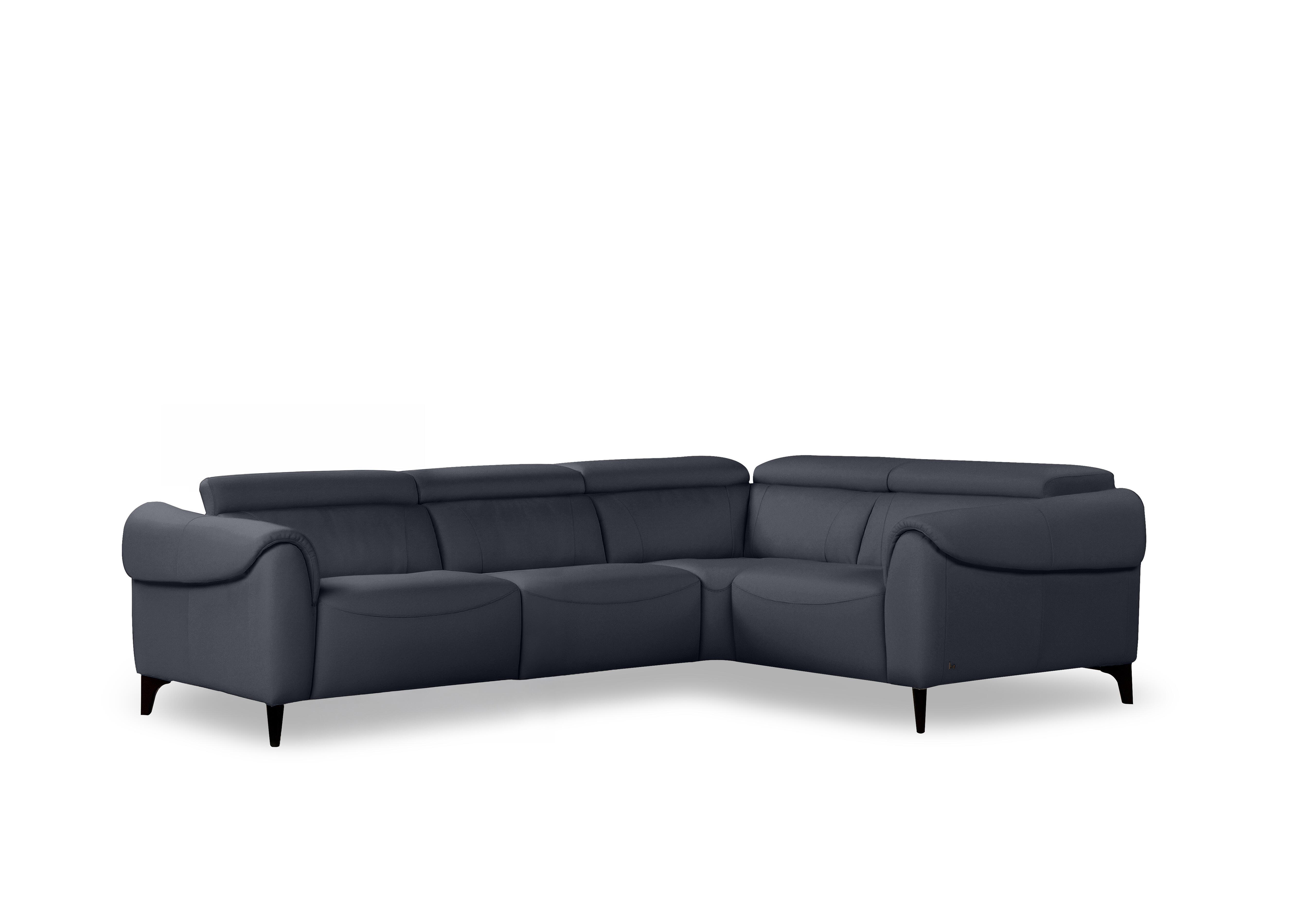 Nicole Small Leather Corner Sofa in Botero Navy 2172 Rw on Furniture Village