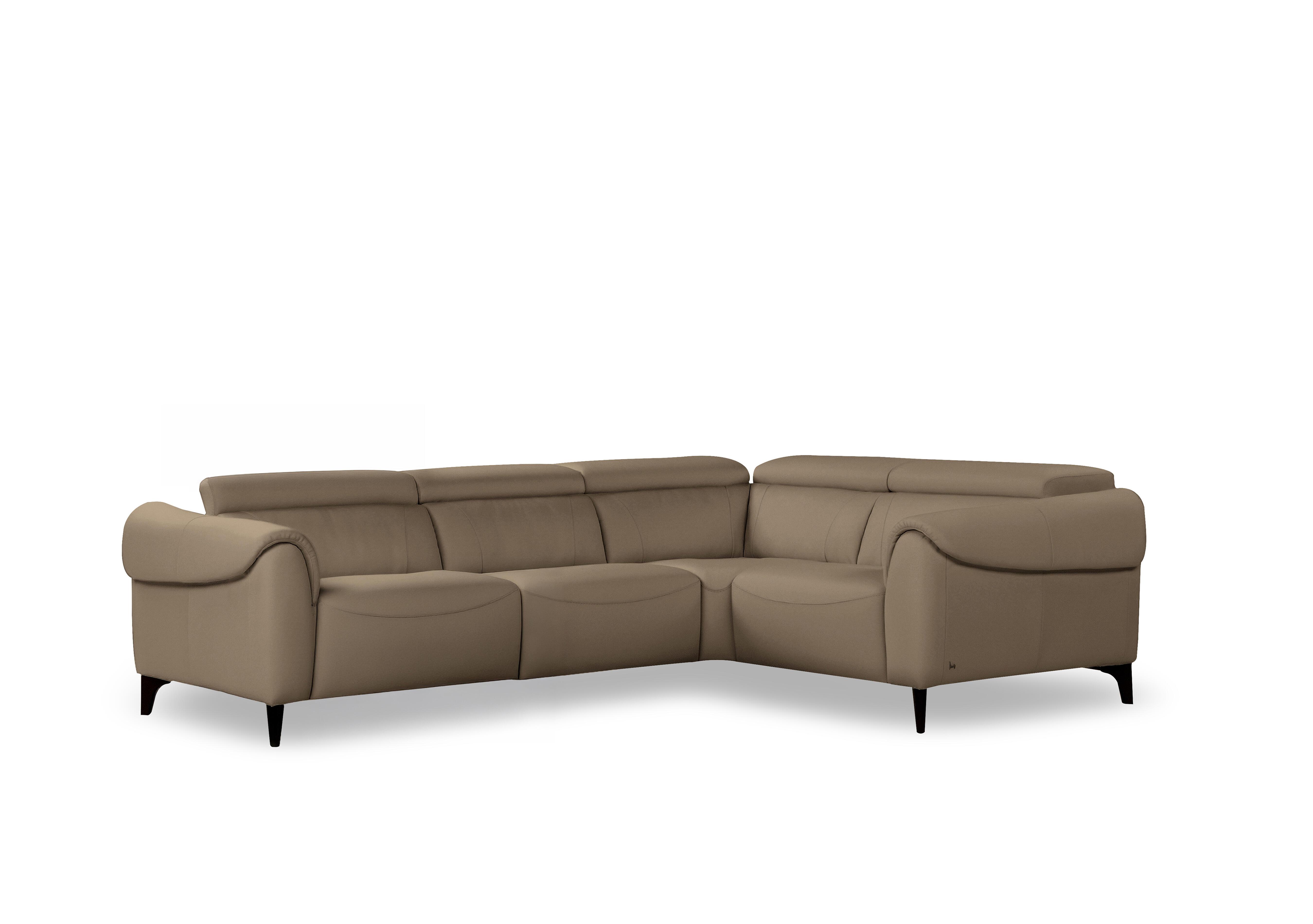 Nicole Small Leather Corner Sofa in Mars Taupe 1603 Rw on Furniture Village