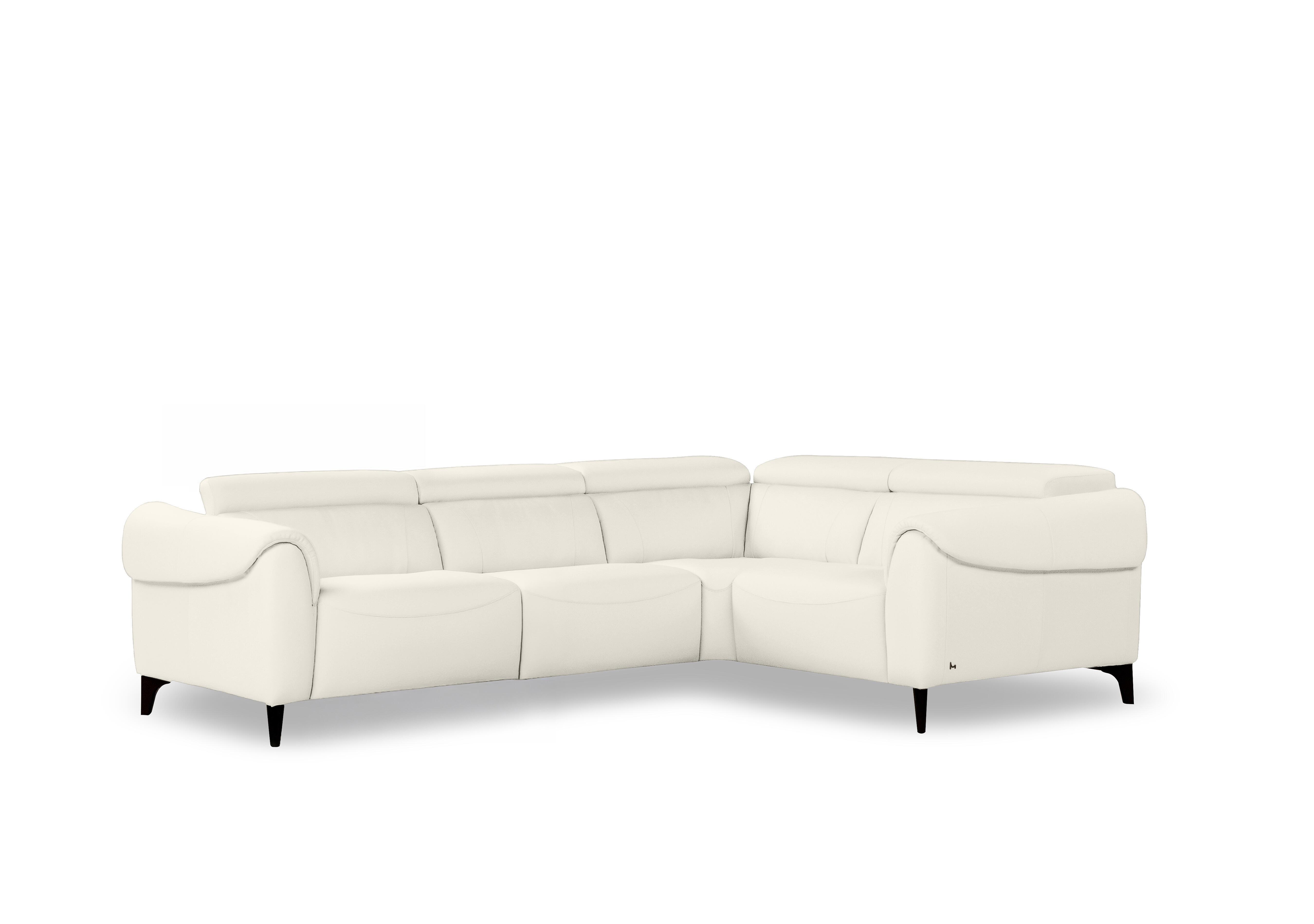 Nicole Small Leather Corner Sofa in Torello Bianco Puro 370 Rw on Furniture Village