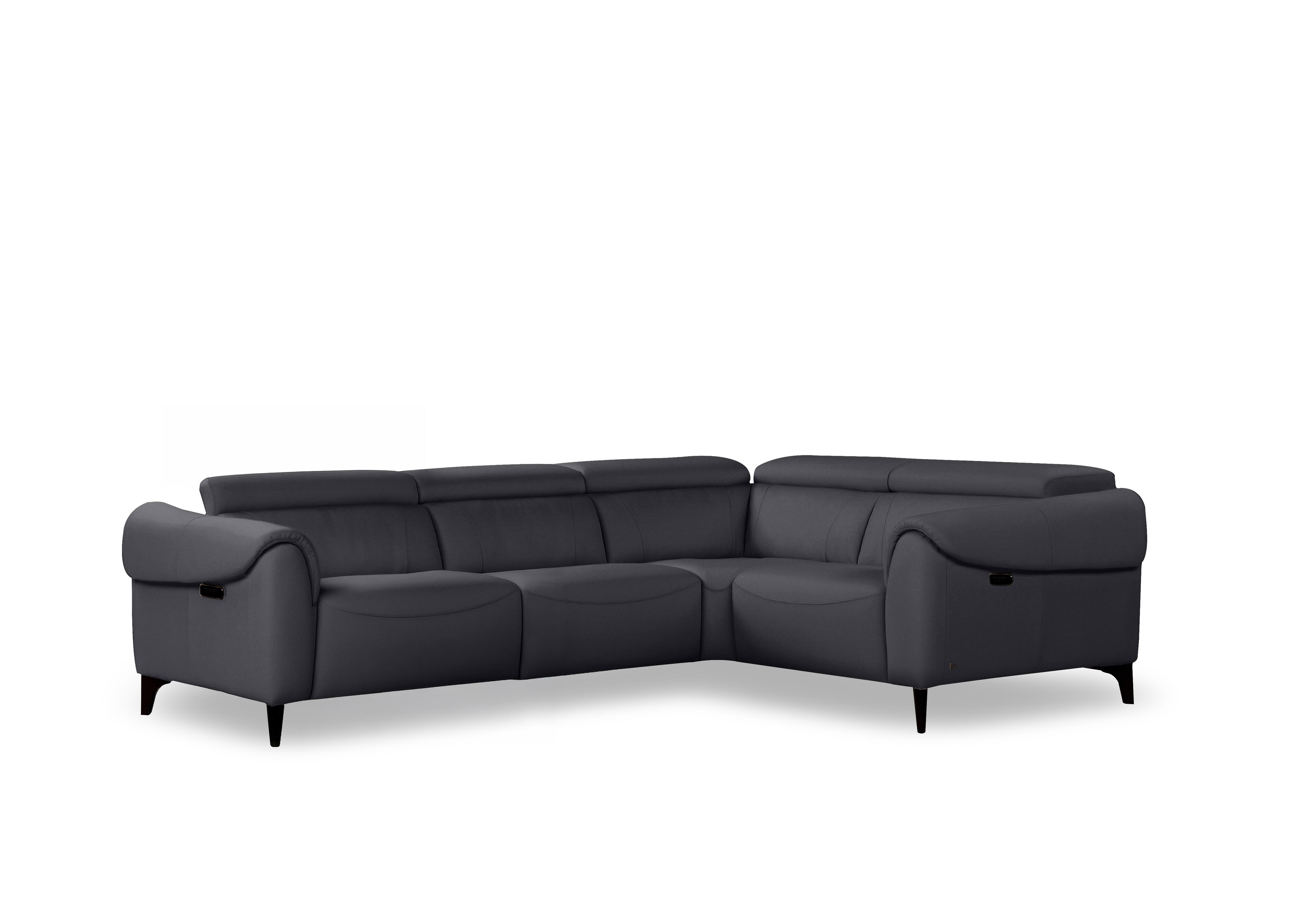 Nicole Small Leather Corner Sofa in Torello Blu 81 Rw on Furniture Village