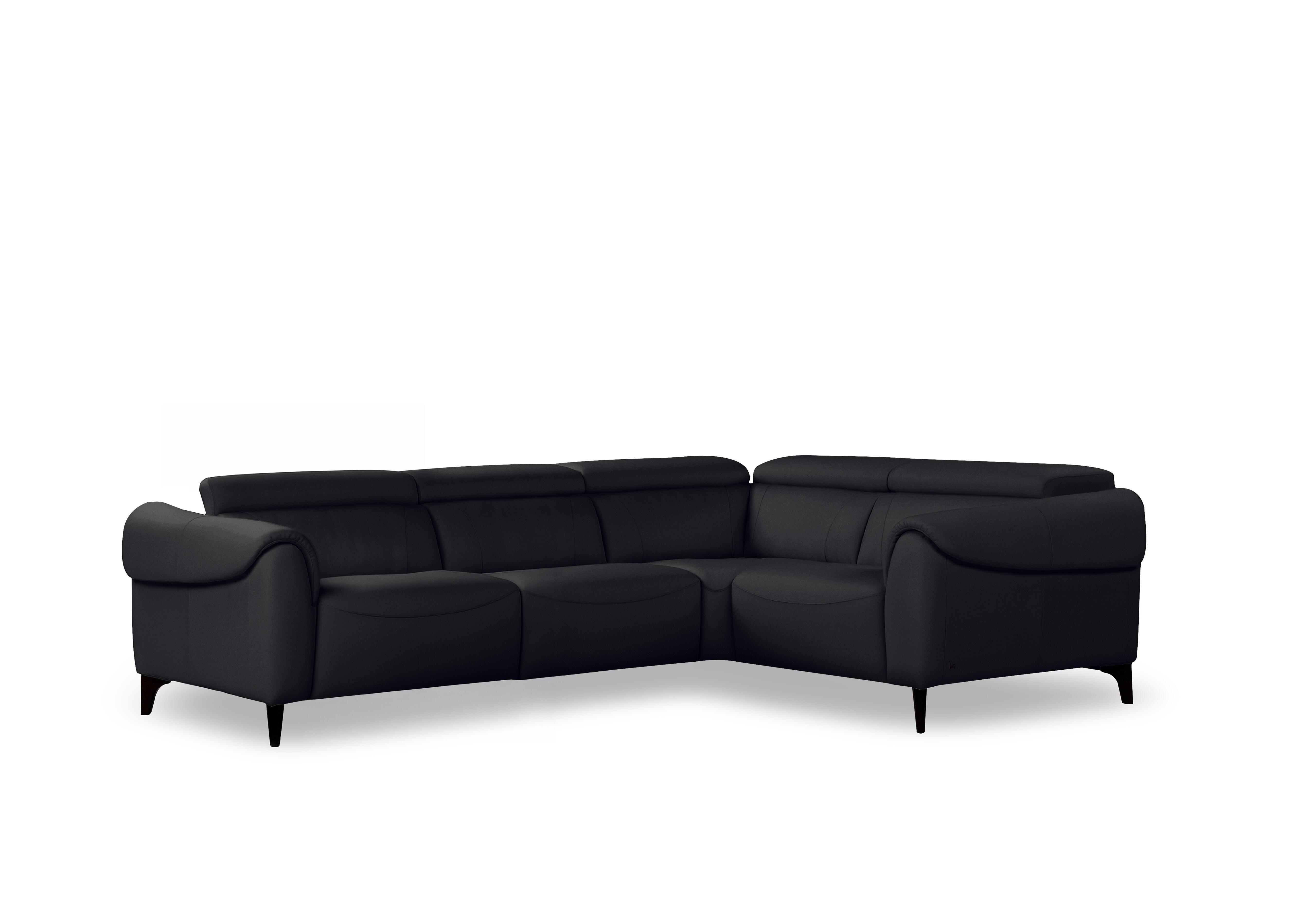 Nicole Small Leather Corner Sofa in Torello Nero 71 Rw on Furniture Village
