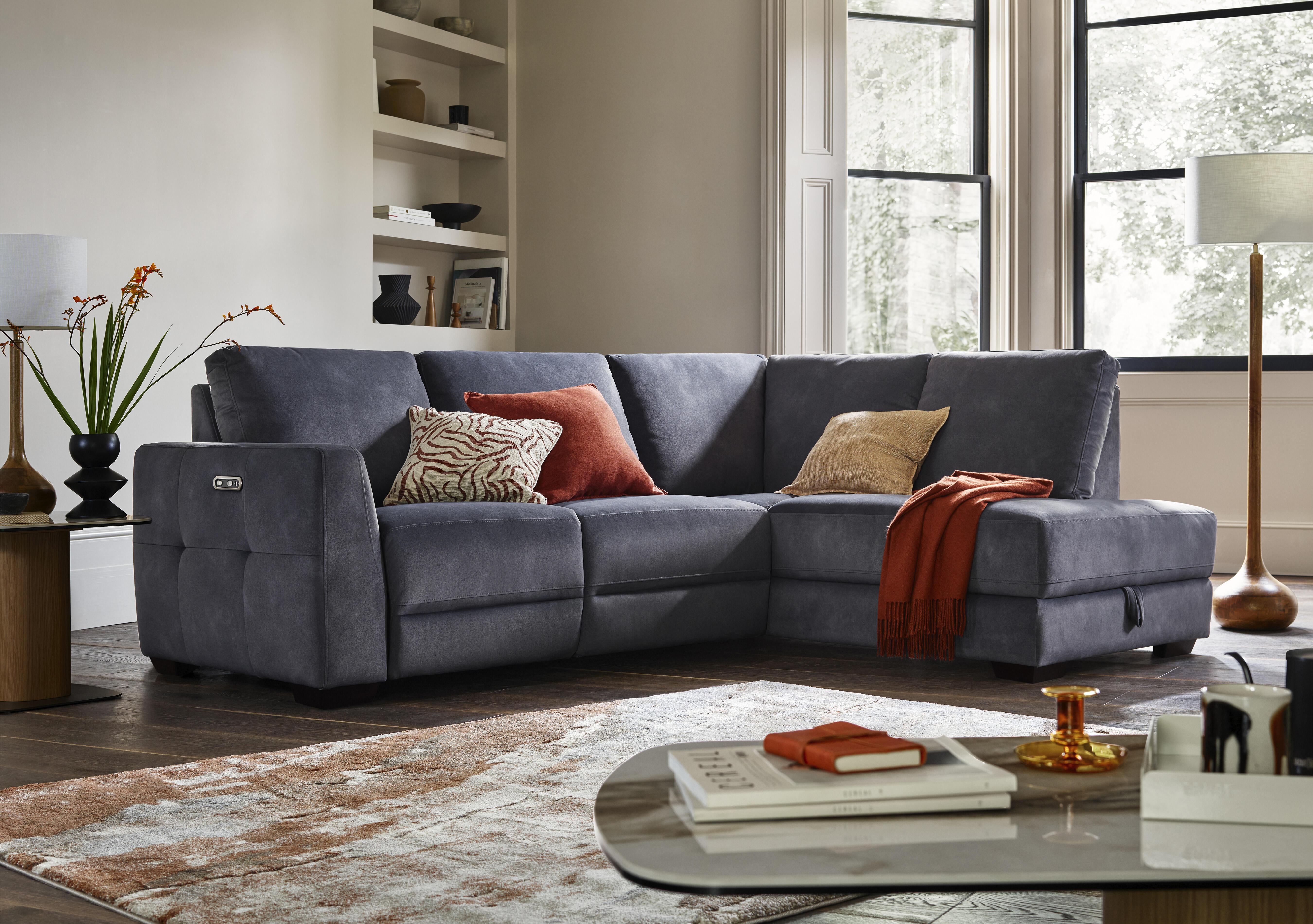 Dinky Fabric Corner Sofa with Storage Chaise End in  on Furniture Village