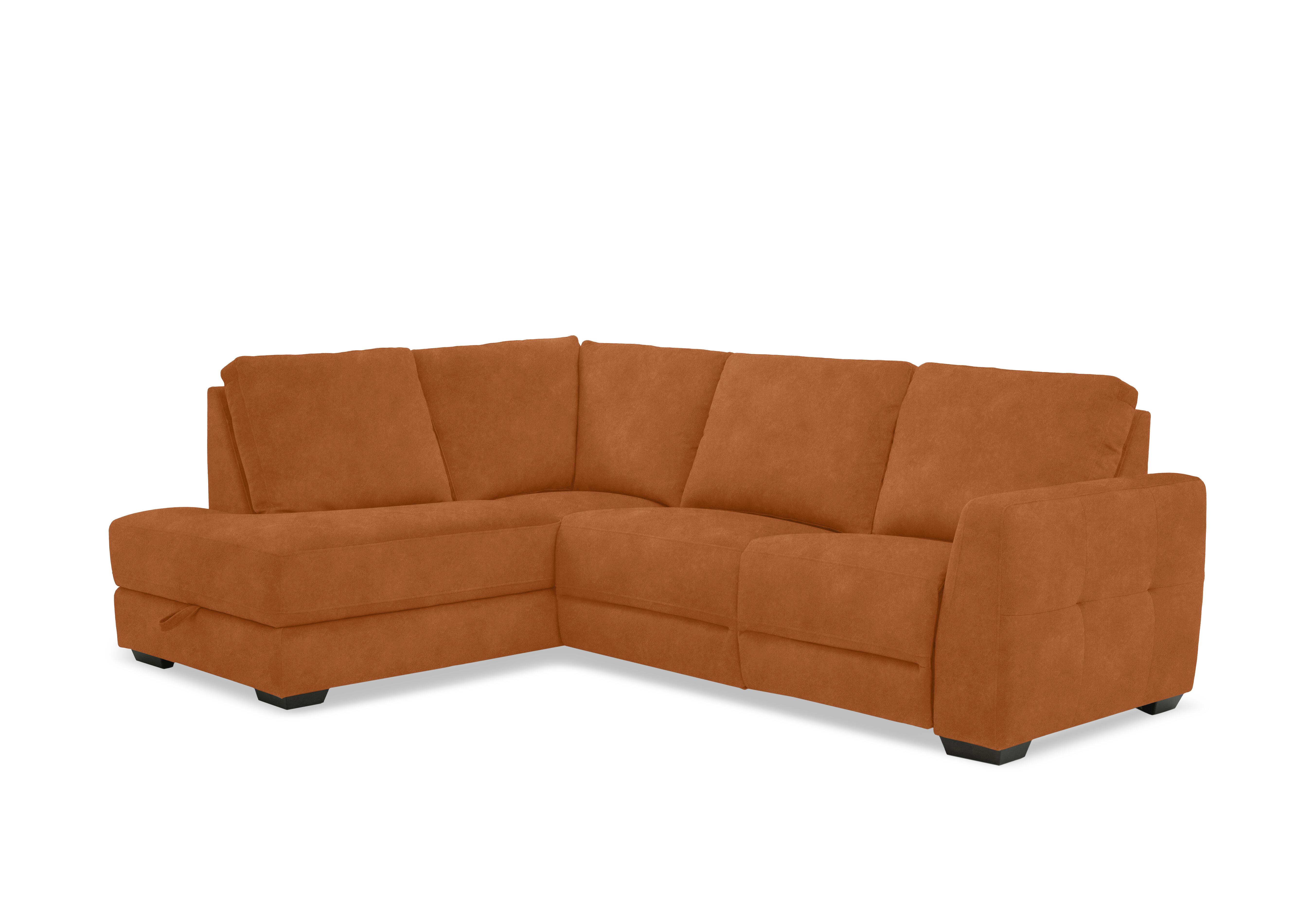 Dinky Fabric Corner Sofa with Storage Chaise End in Dexter Pumpkin 43509 on Furniture Village